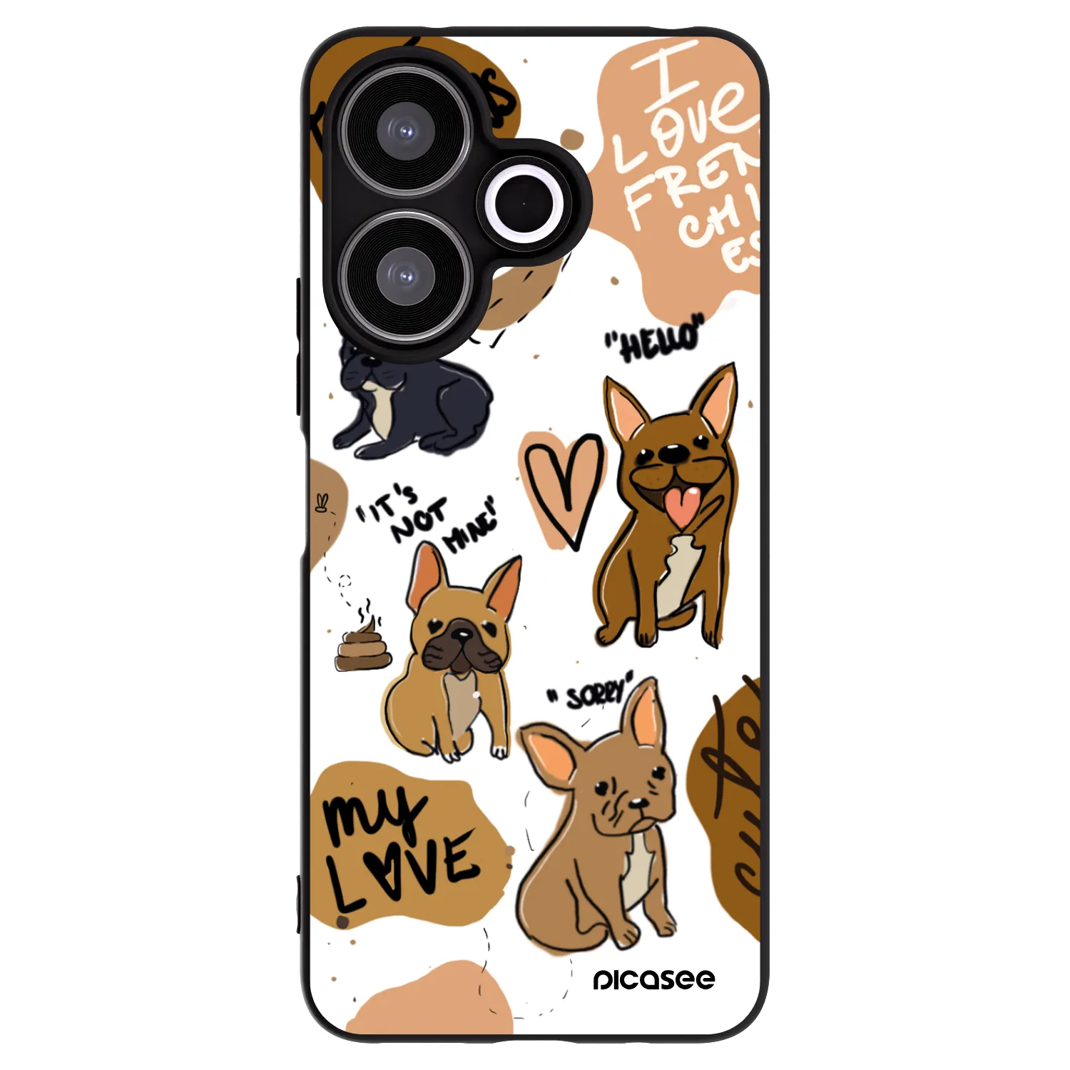 Picasee Xiaomi Redmi 13 4G Hülle - Schwarzes Silikon - Frenchies