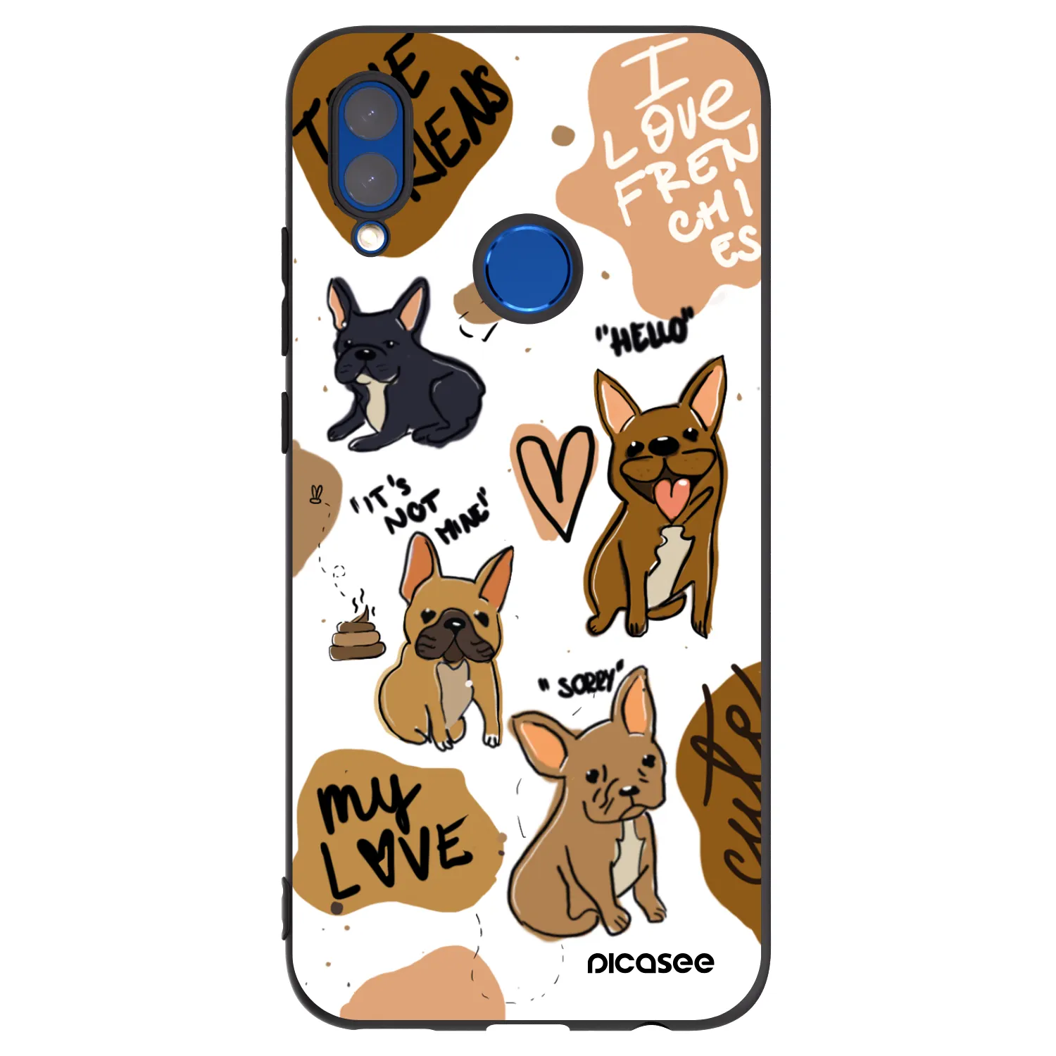 Picasee Huawei P Smart 2019 Hülle - Schwarzes Silikon - Frenchies