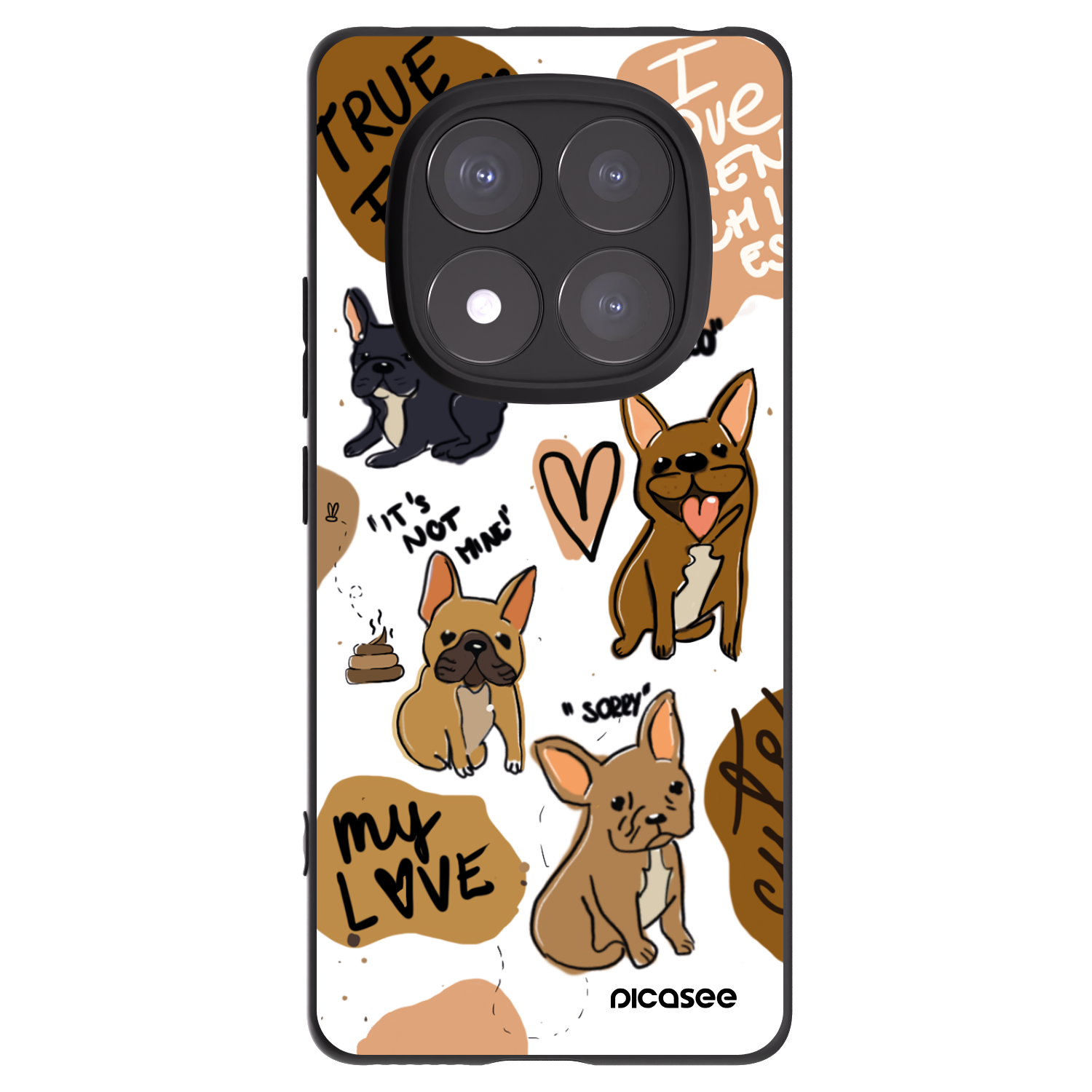 Picasee Xiaomi Redmi Note 14 Pro 5G Hülle - Schwarzes Silikon - Frenchies