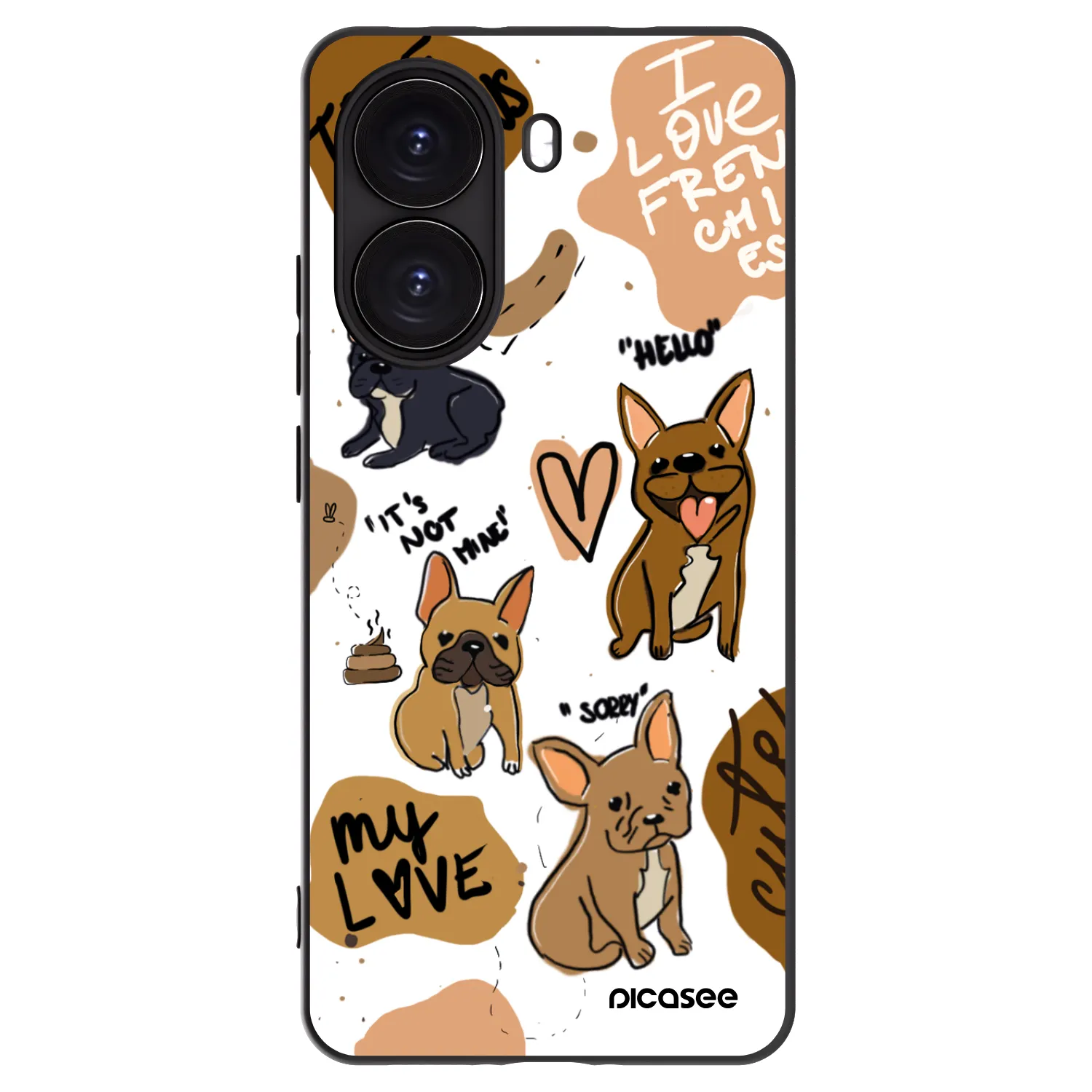 Picasee Xiaomi Poco X7 Pro 5G Hülle - Schwarzes Silikon - Frenchies