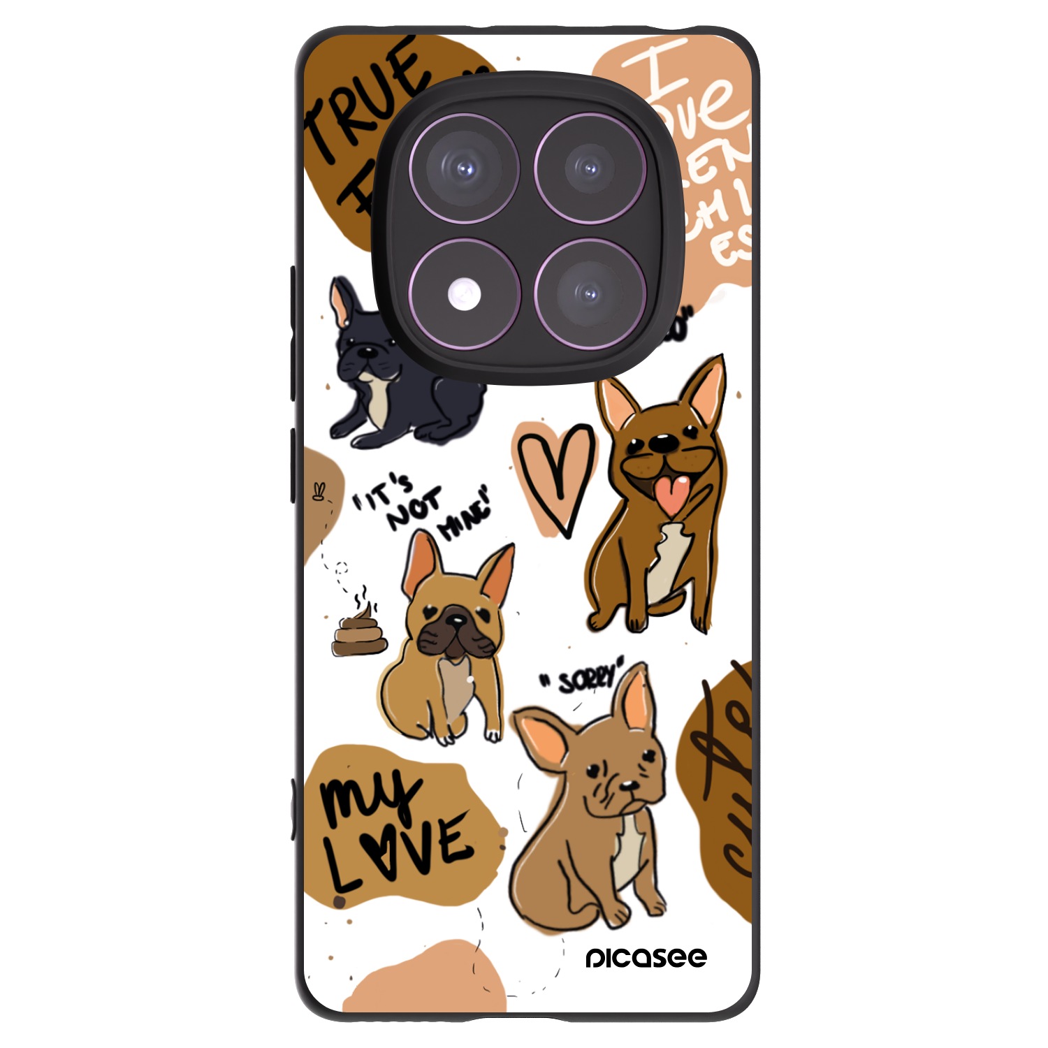 Picasee Xiaomi Redmi Note 14 Pro 4G Hülle - Schwarzes Silikon - Frenchies