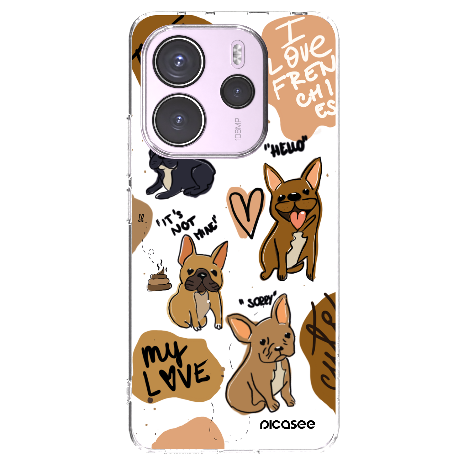 Picasee Xiaomi Redmi Note 14 4G Hülle - Transparentes Silikon - Frenchies