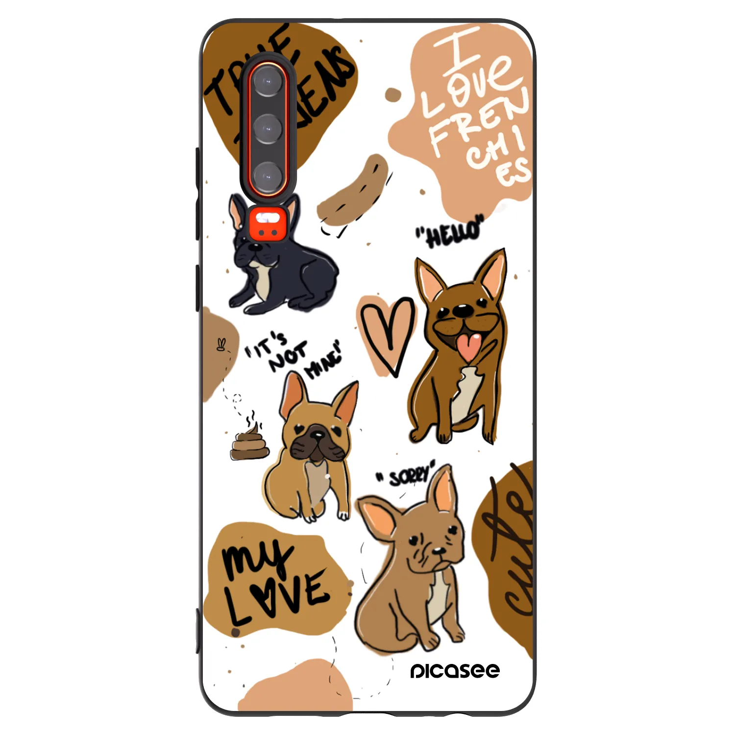 Picasee Huawei P30 Hülle - Schwarzes Silikon - Frenchies