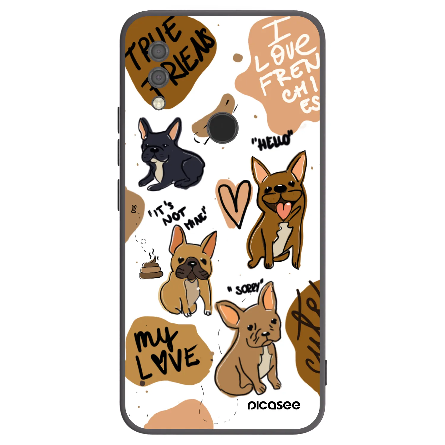 Picasee Xiaomi Redmi 7 Hülle - Schwarzes Silikon - Frenchies