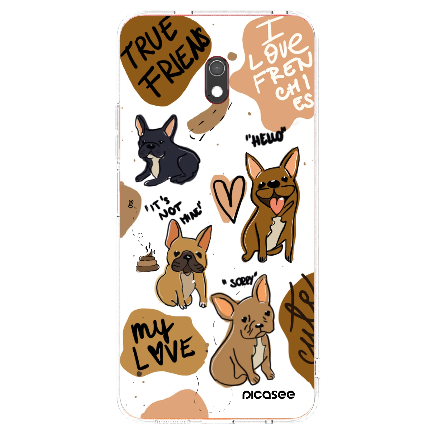 Picasee Xiaomi Redmi 8A Hülle - Transparentes Silikon - Frenchies