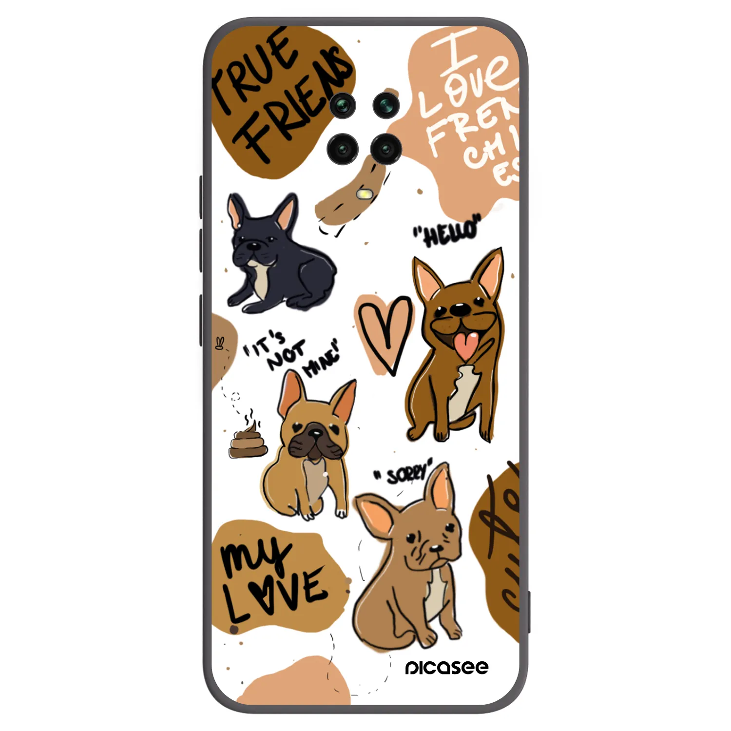 Picasee Xiaomi Redmi Note 9 Pro Hülle - Schwarzes Silikon - Frenchies