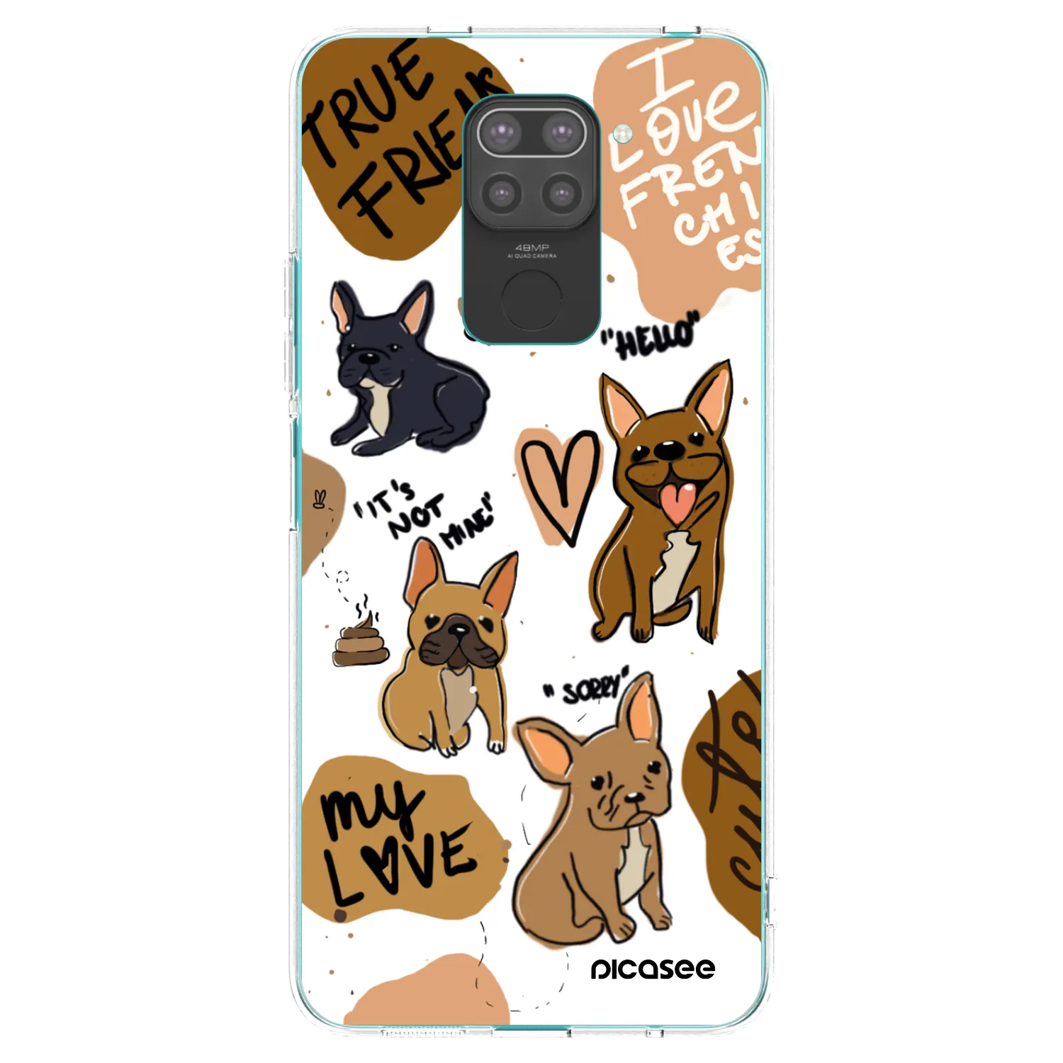 Picasee Xiaomi Redmi Note 9 Hülle - Schwarzes Silikon - Frenchies