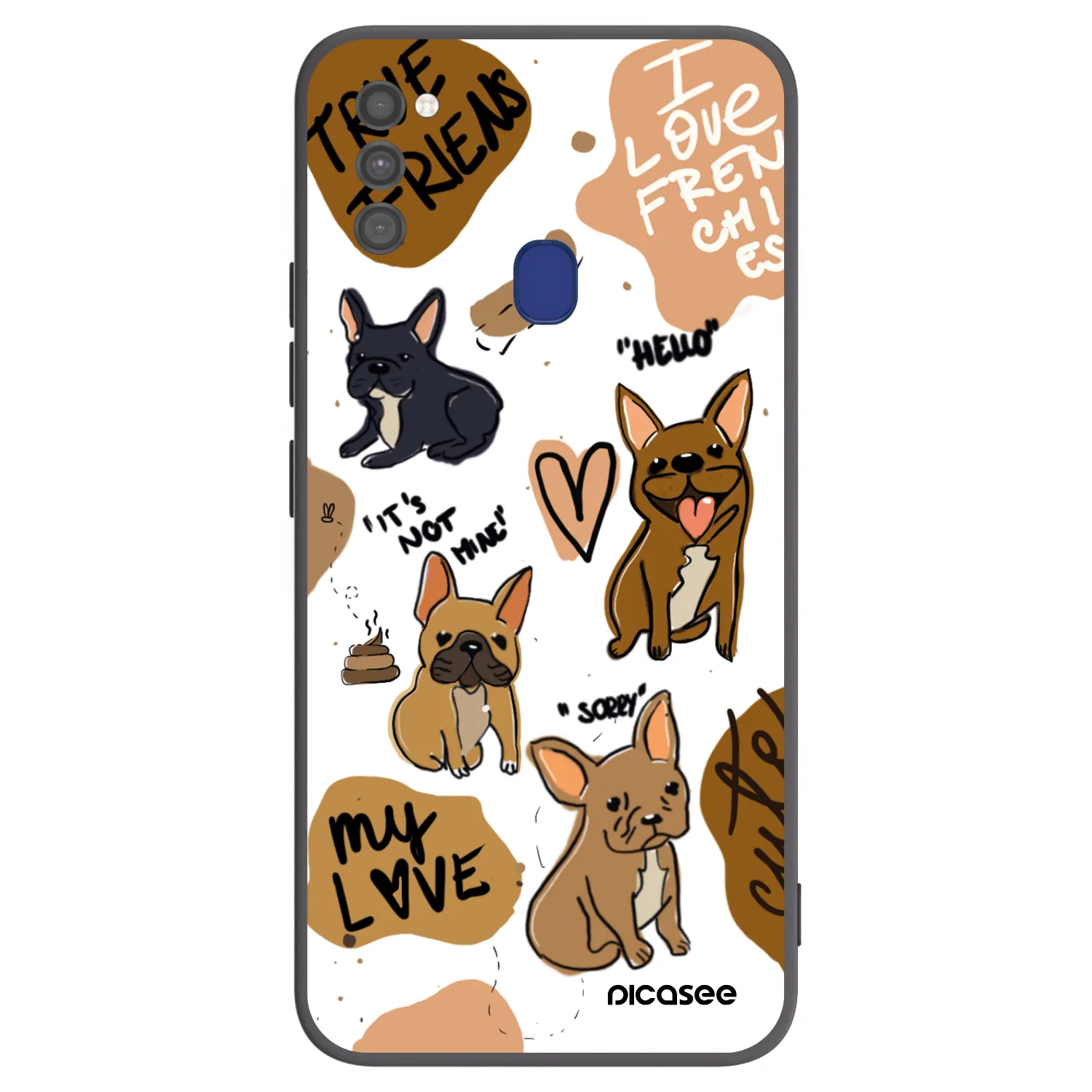Picasee Samsung Galaxy M21 M215F Hülle - Schwarzes Silikon - Frenchies