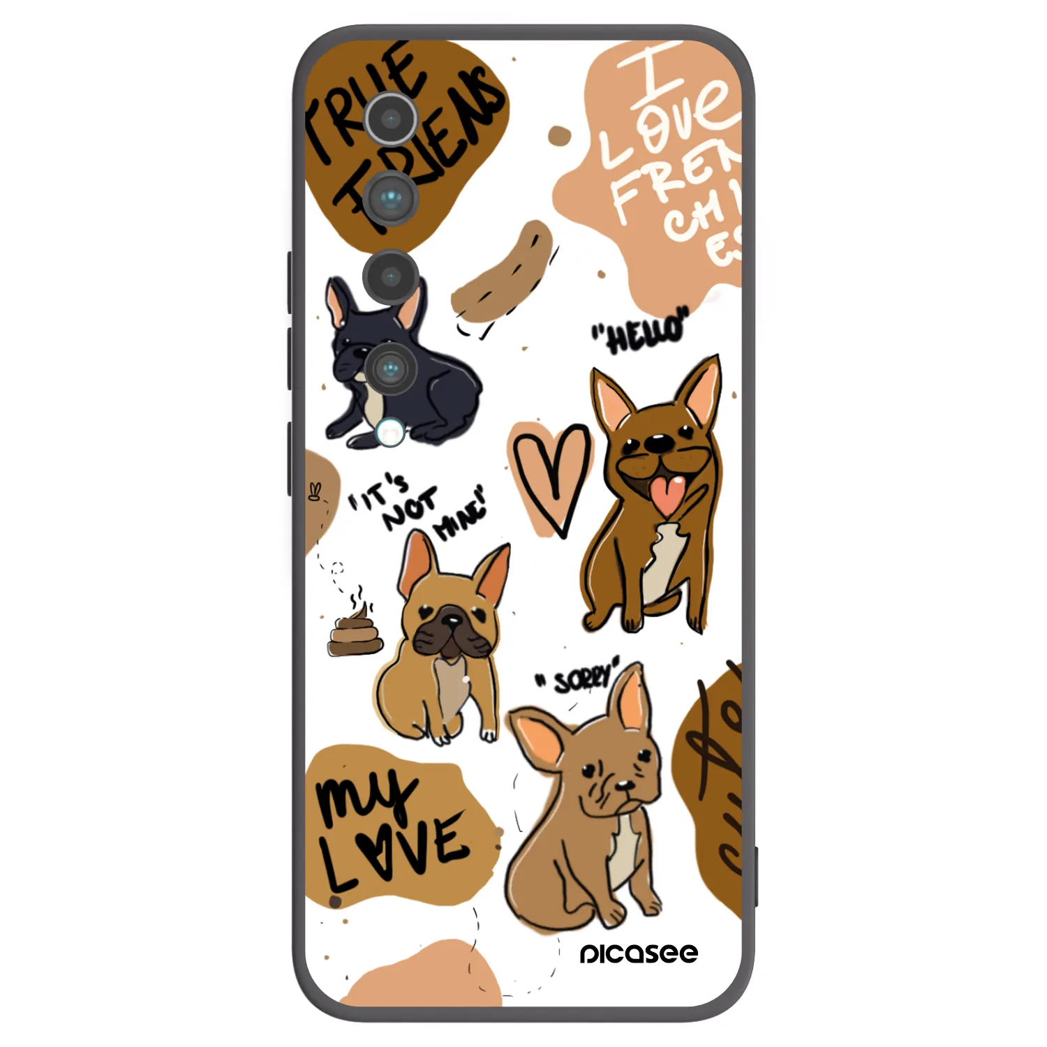 Picasee Xiaomi Mi 10 Hülle - Schwarzes Silikon - Frenchies