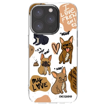 Picasee Apple iPhone 15 Pro Hülle - Transparentes Silikon - Frenchies