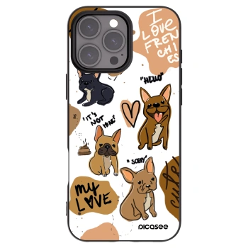 Picasee Apple iPhone 16 Pro Max Hülle - Schwarzes Silikon - Frenchies