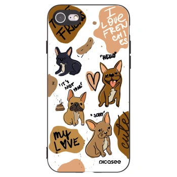 Picasee Apple iPhone SE 2020 Hülle - Schwarzes Silikon - Frenchies