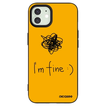 Picasee Apple iPhone 12 Hülle - Schwarzes Silikon - I am fine