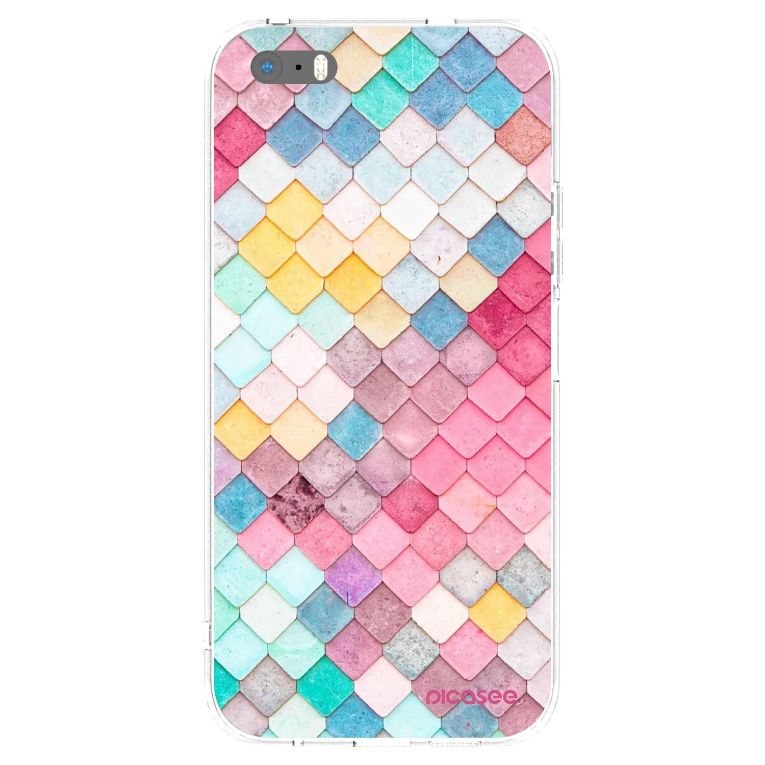 Picasee Apple iPhone 5/5S/SE Hülle - Transparentes Silikon - Farbiges Dach