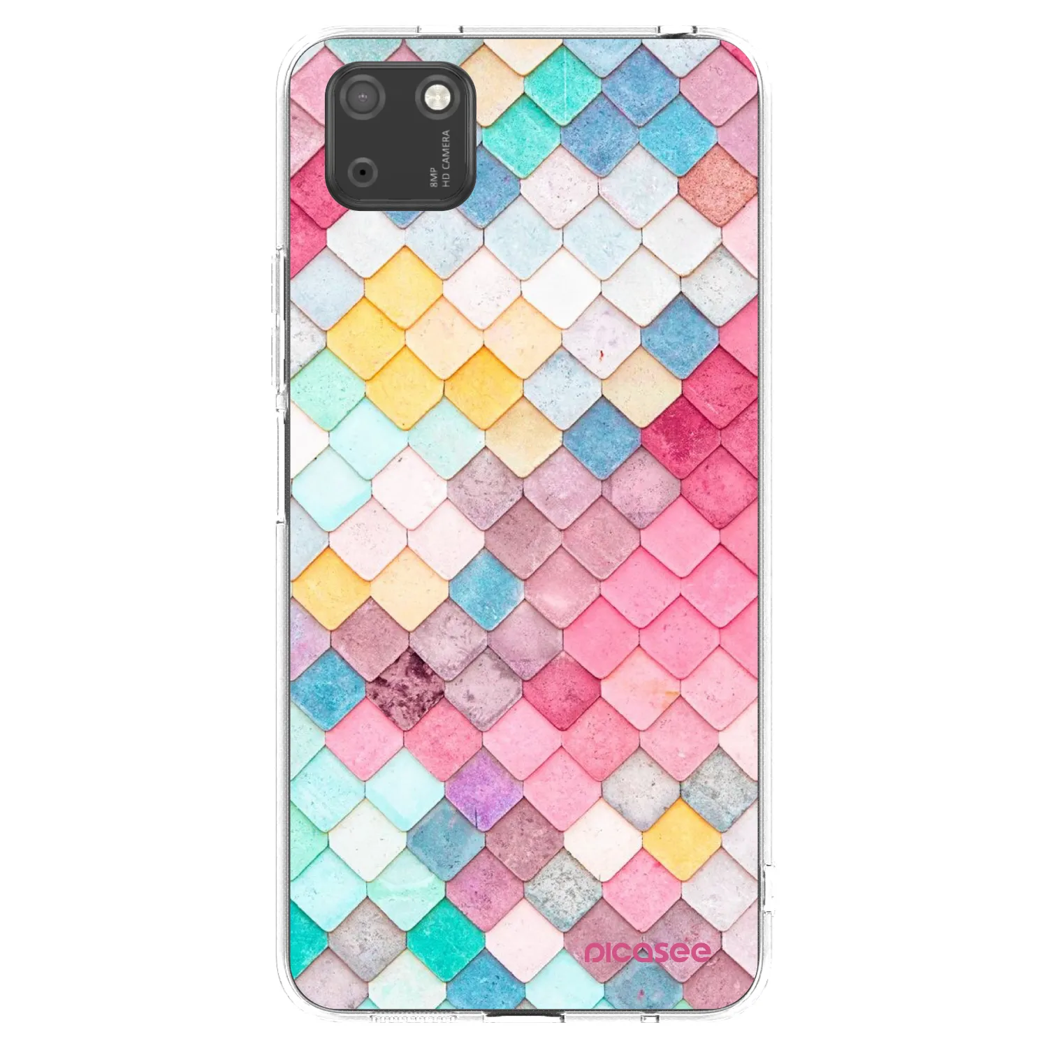 Picasee Huawei Y5P Hülle - Transparentes Silikon - Farbiges Dach