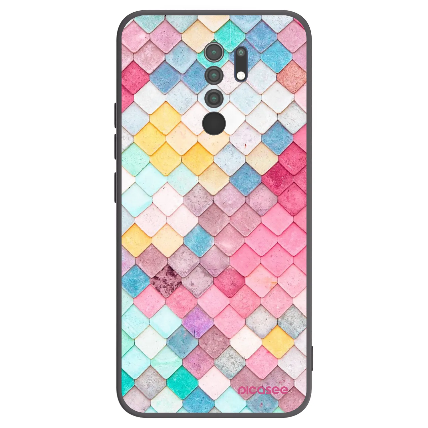Picasee Xiaomi Redmi 9 Hülle - Schwarzes Silikon - Farbiges Dach