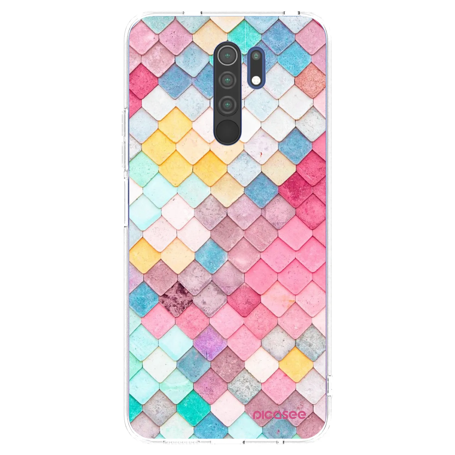 Picasee Xiaomi Redmi 9 Hülle - Transparentes Silikon - Farbiges Dach