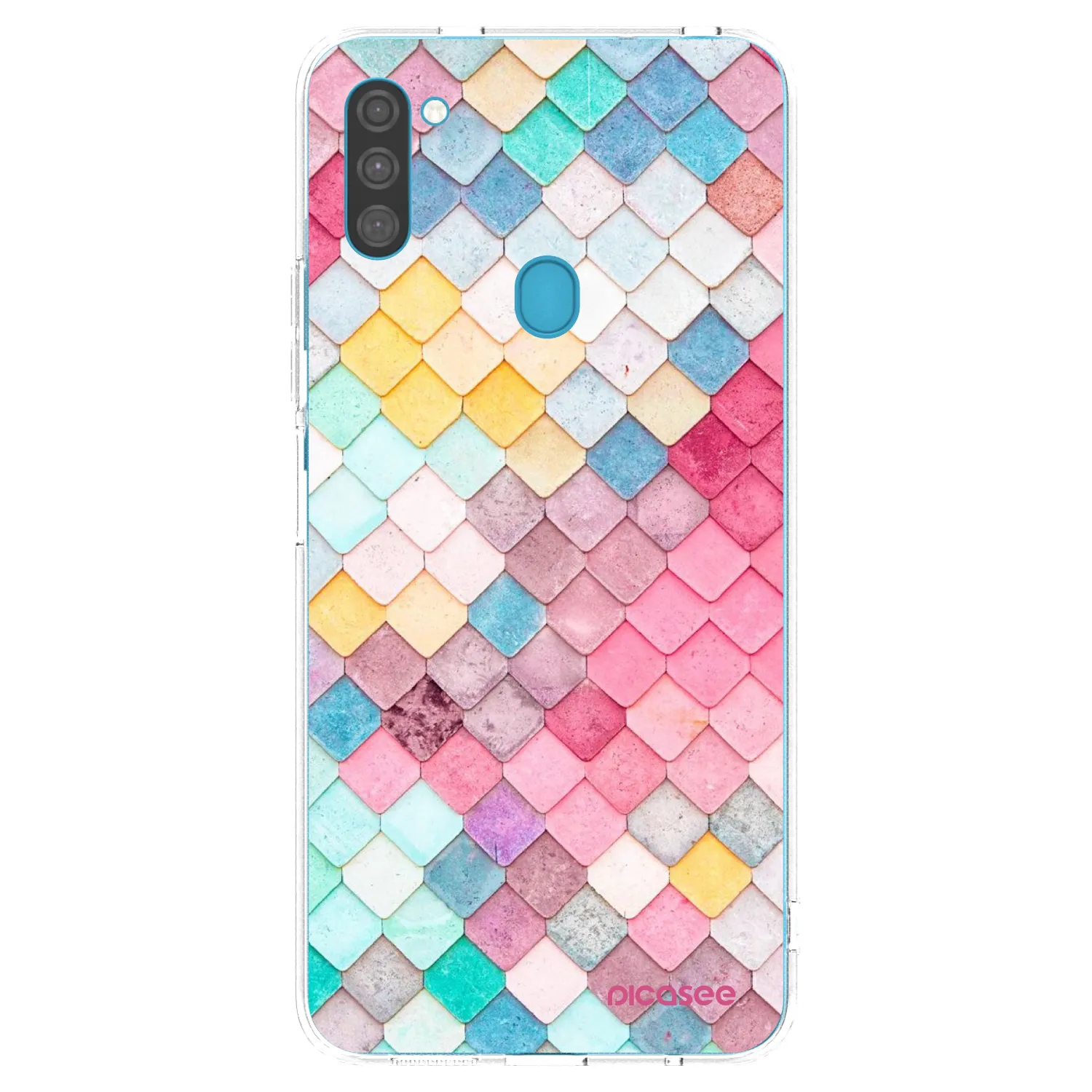 Picasee Samsung Galaxy M11 Hülle - Transparentes Silikon - Farbiges Dach