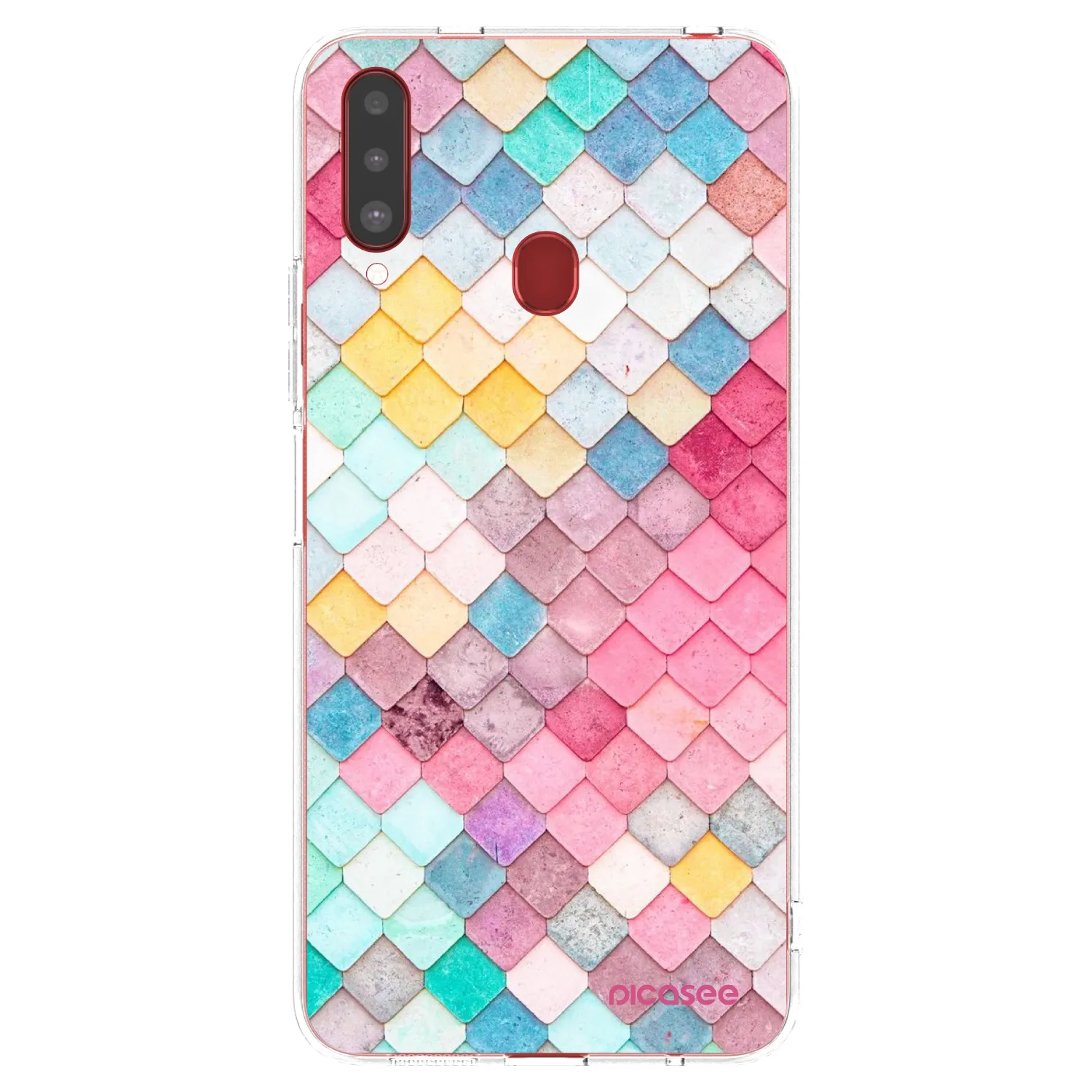 Picasee Samsung Galaxy A20s Hülle - Transparentes Silikon - Farbiges Dach