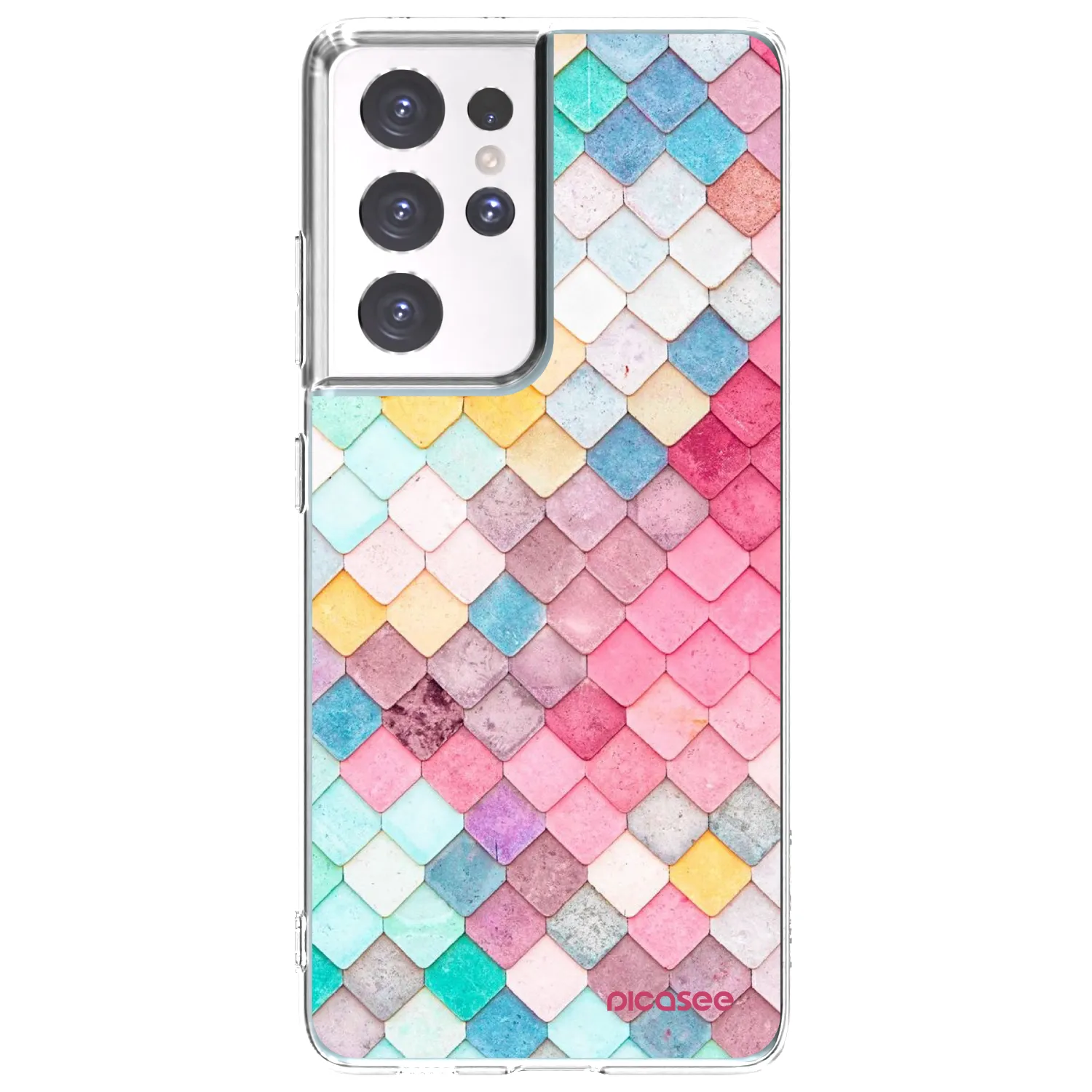 Picasee Samsung Galaxy S21 Ultra 5G G998B Hülle - Transparentes Silikon - Farbiges Dach
