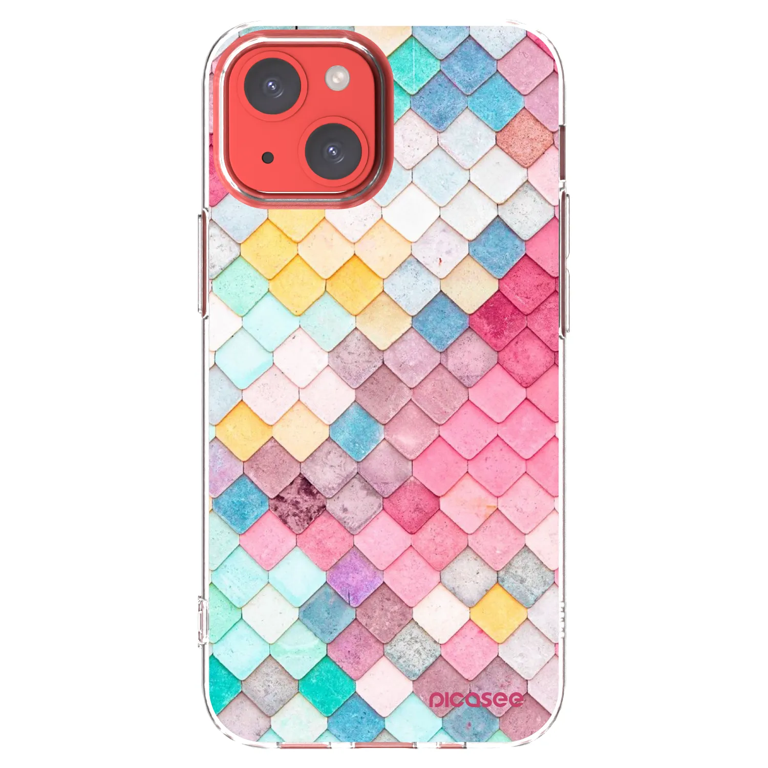 Picasee Apple iPhone 13 mini Hülle - Transparentes Silikon - Farbiges Dach