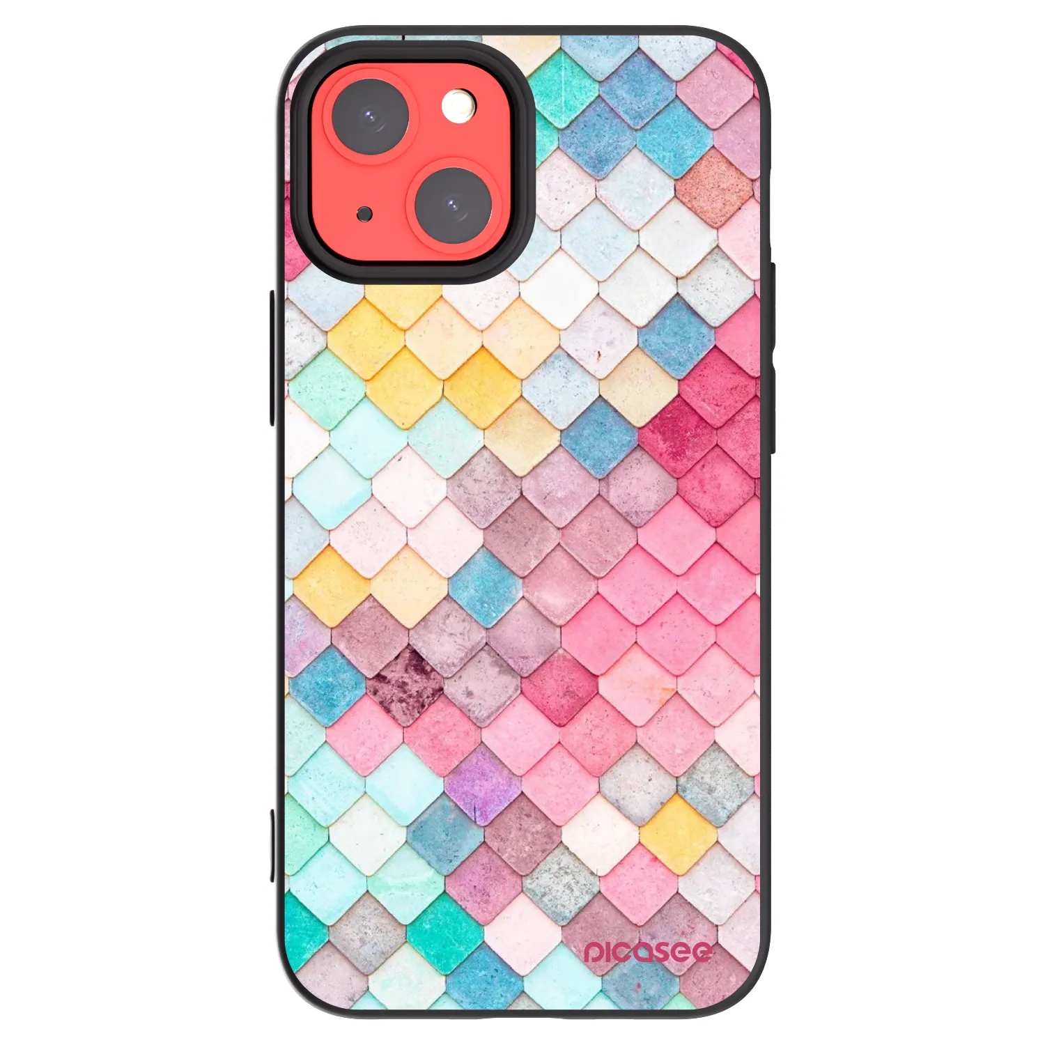 Picasee Apple iPhone 13 mini Hülle - Schwarzes Silikon - Farbiges Dach