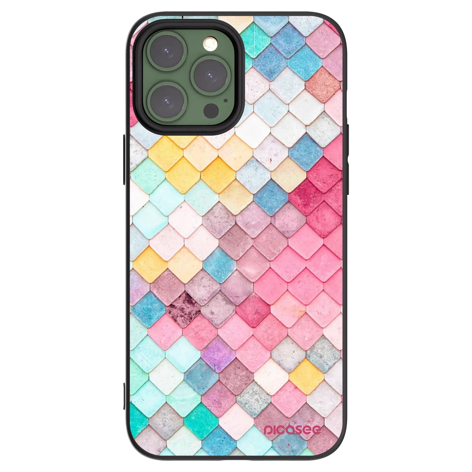 Picasee Apple iPhone 13 Pro Max Hülle - Schwarzes Silikon - Farbiges Dach