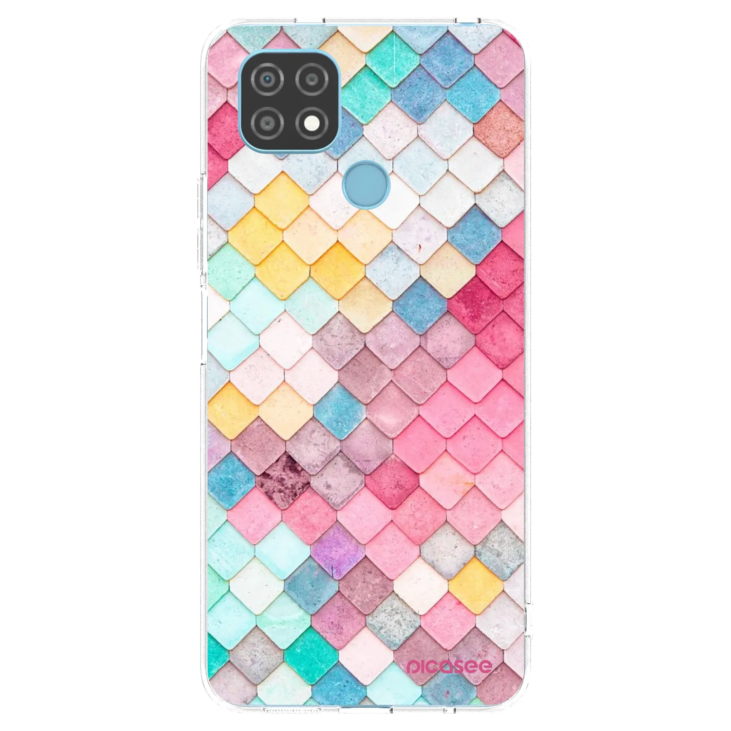 Picasee Realme C21 Hülle - Transparentes Silikon - Farbiges Dach