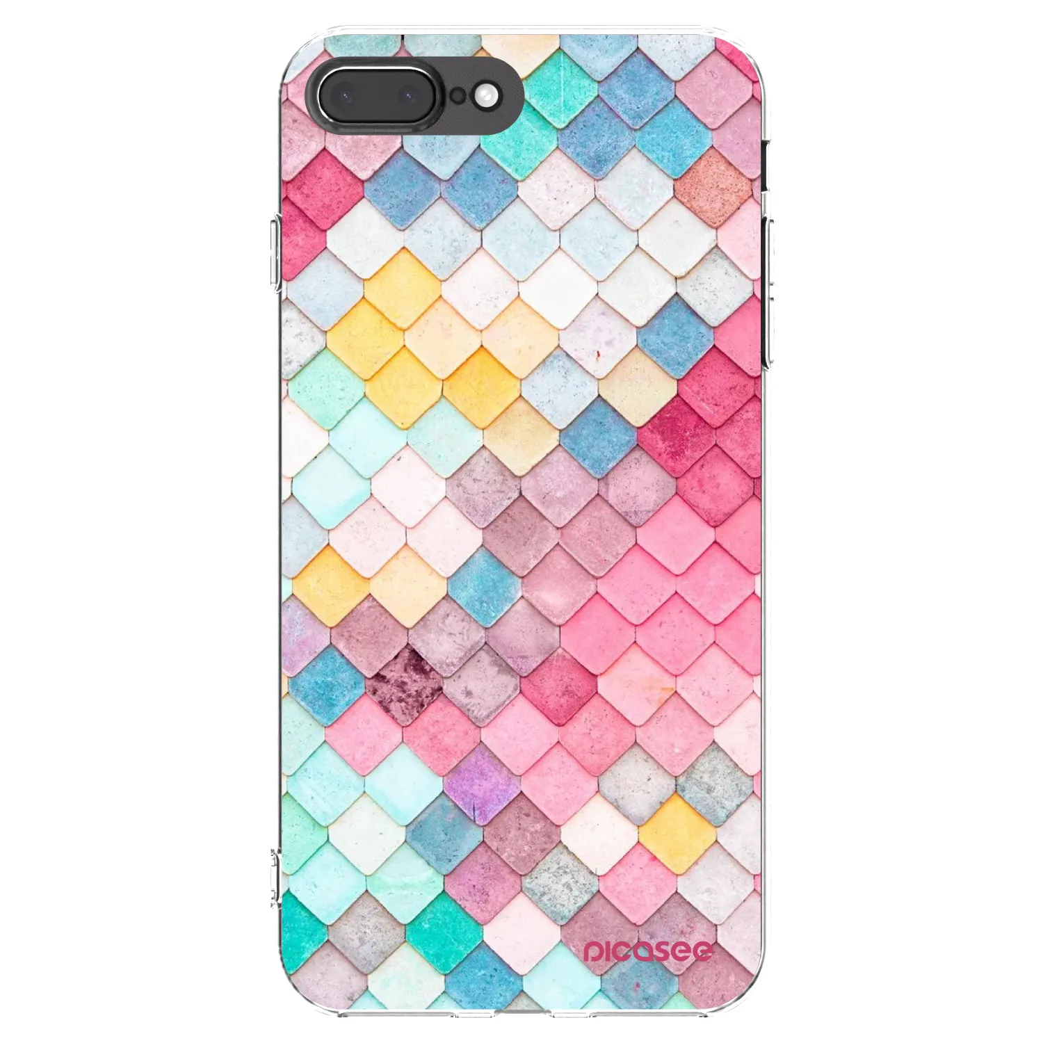 Picasee Apple iPhone 7 Plus Hülle - Transparentes Silikon - Farbiges Dach