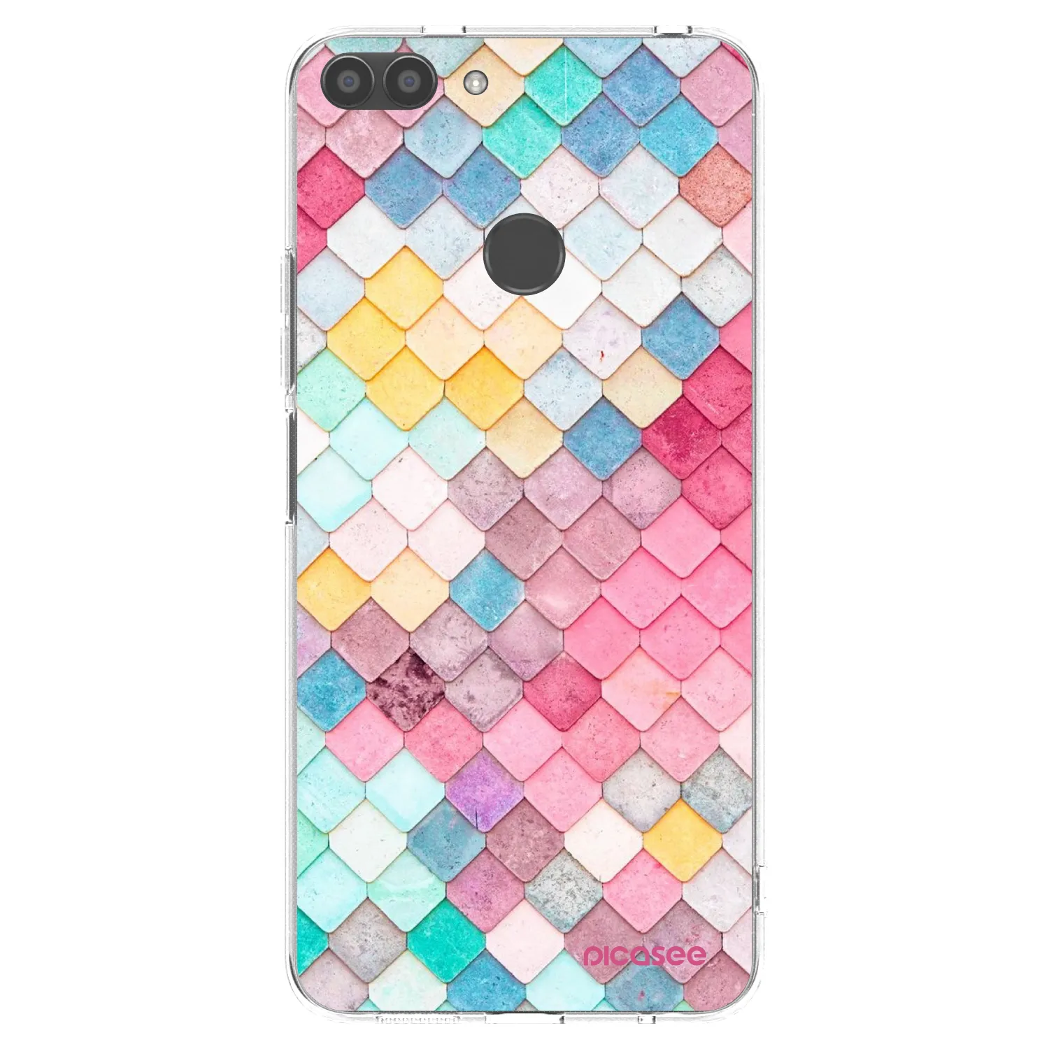 Picasee Huawei P Smart Hülle - Transparentes Silikon - Farbiges Dach