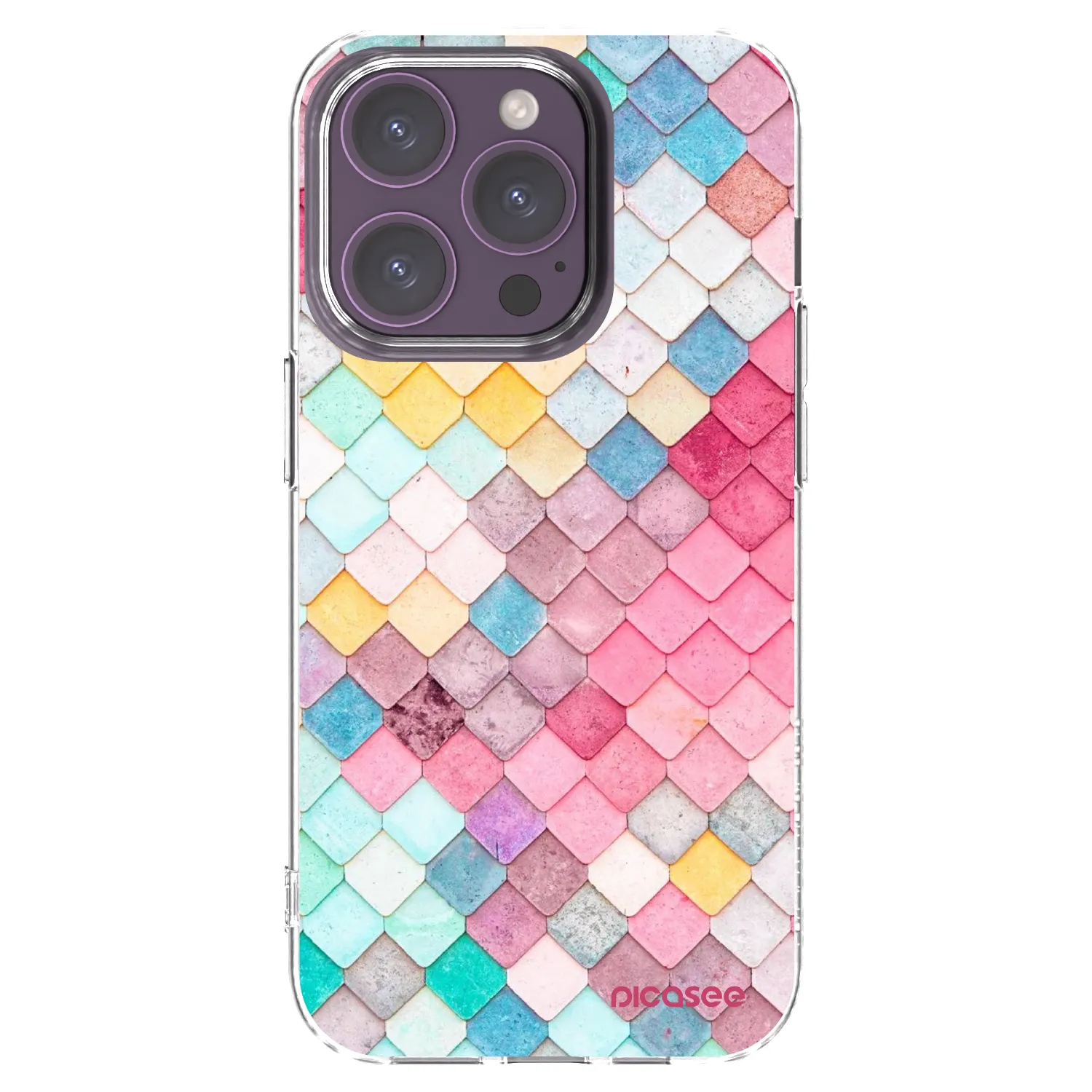 Picasee Apple iPhone 14 Pro Hülle - Transparentes Silikon - Farbiges Dach