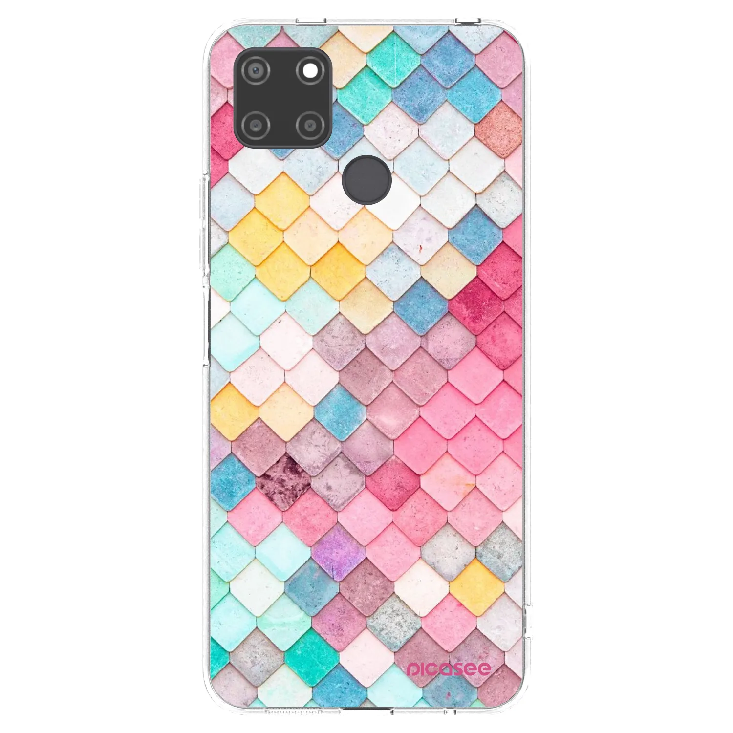 Picasee Realme C21Y Hülle - Transparentes Silikon - Farbiges Dach