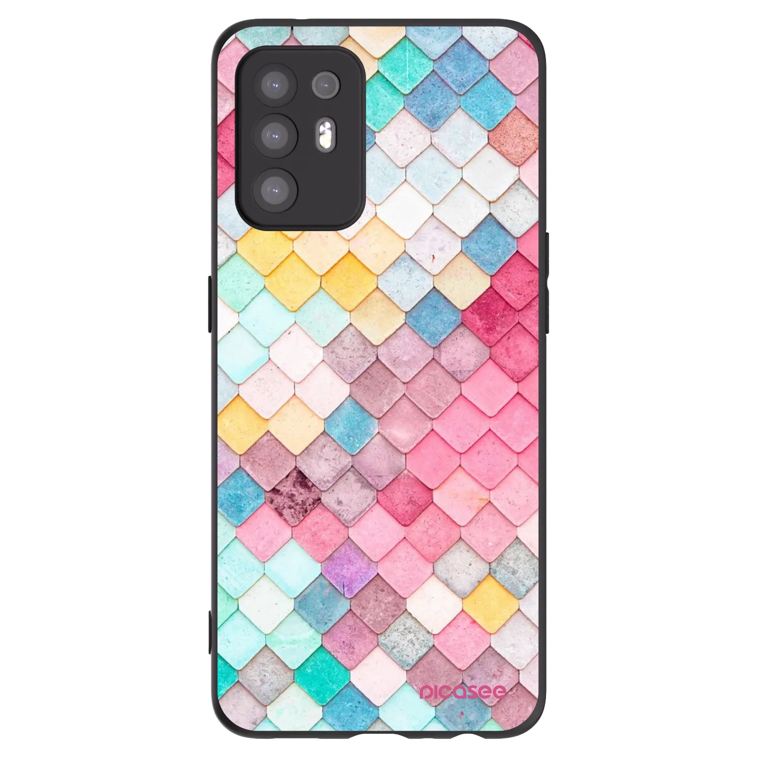 Picasee OPPO A94 5G Hülle - Schwarzes Silikon - Farbiges Dach