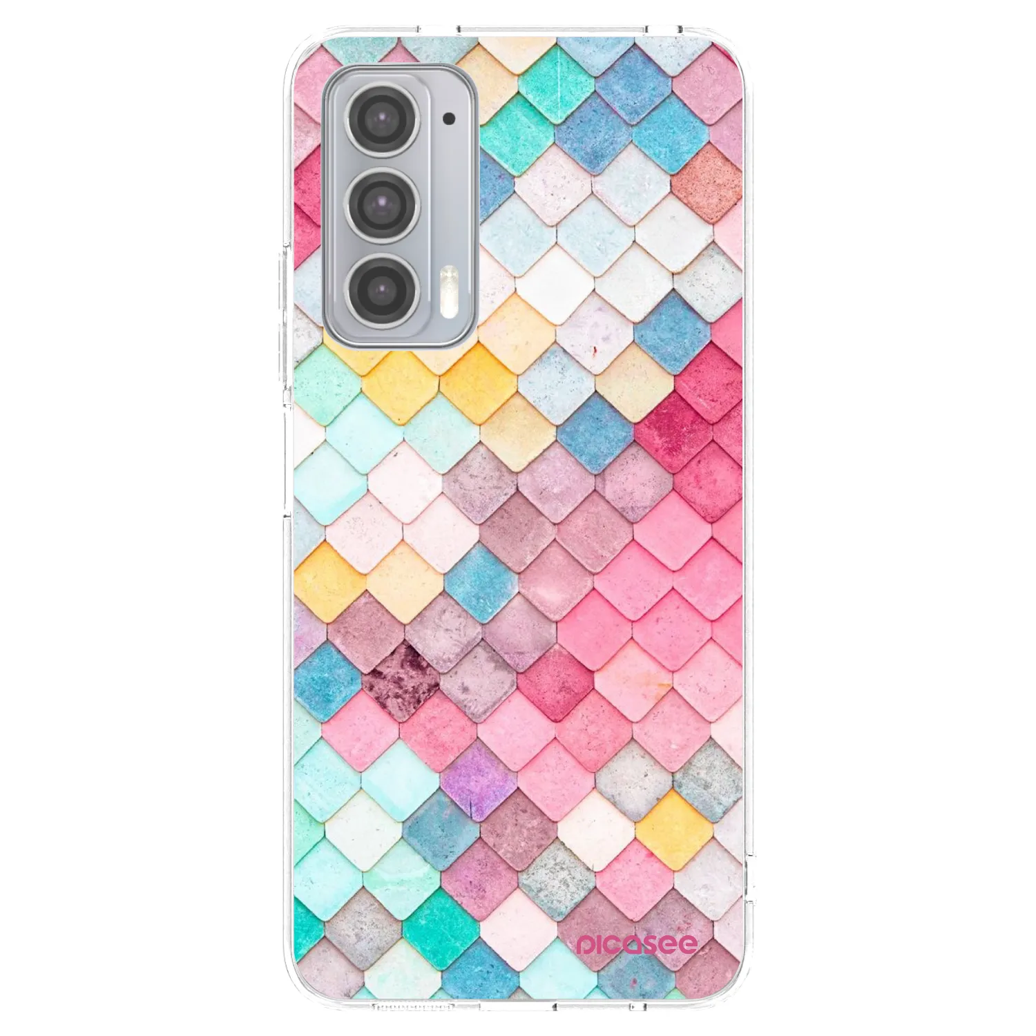 Picasee Motorola Edge 20 Hülle - Transparentes Silikon - Farbiges Dach