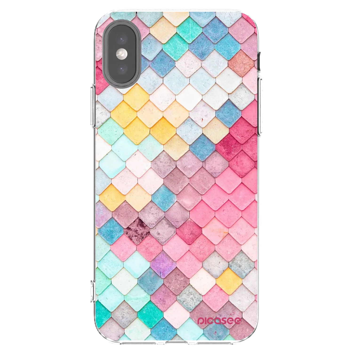 Picasee Apple iPhone X/XS Hülle - Transparentes Silikon - Farbiges Dach