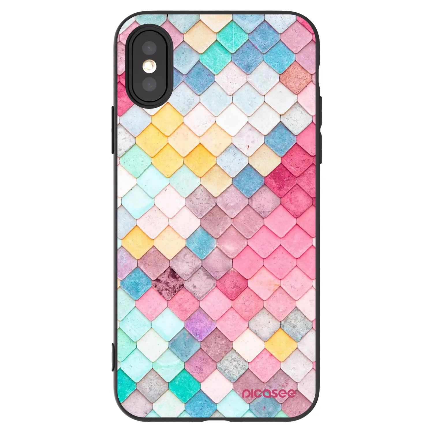 Picasee Apple iPhone X/XS Hülle - Schwarzes Silikon - Farbiges Dach