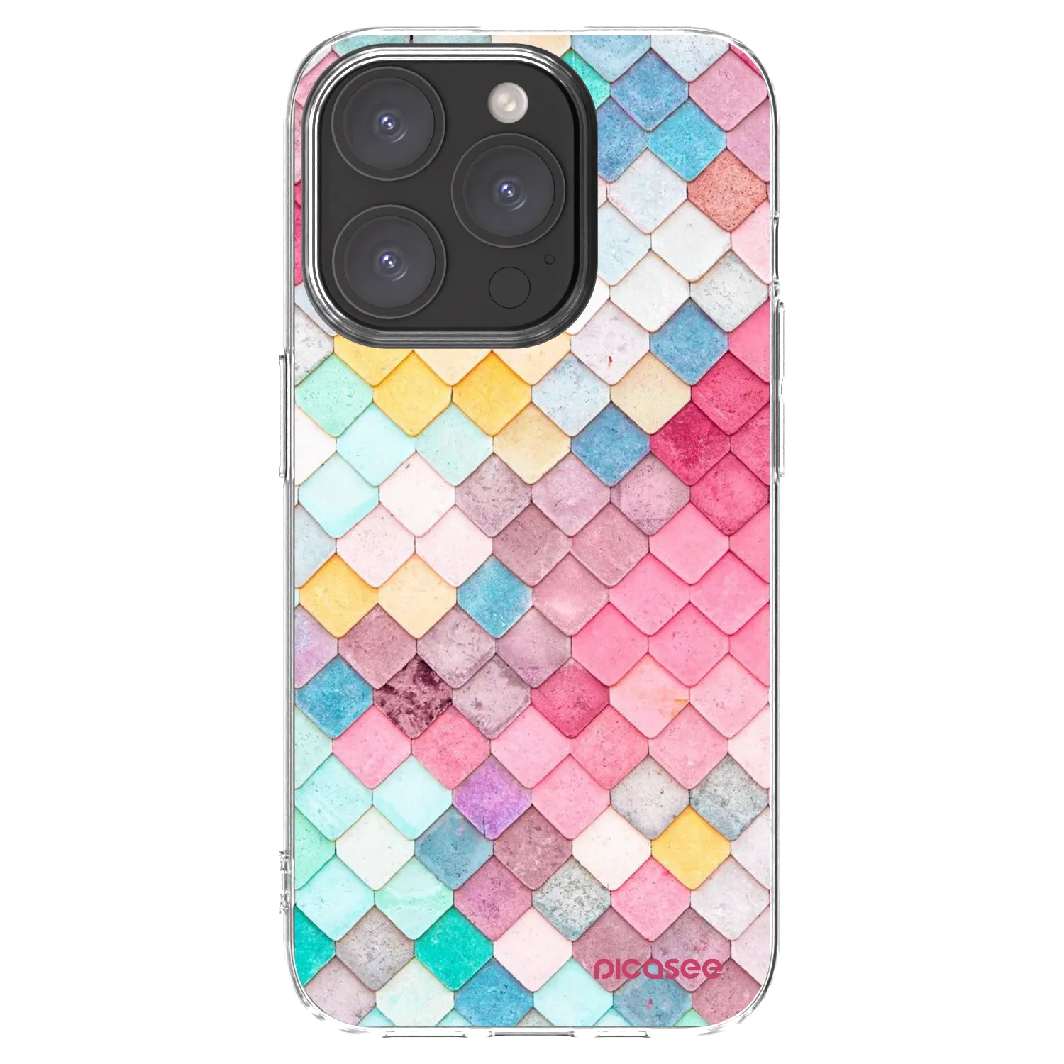 Picasee Apple iPhone 15 Pro Hülle - Transparentes Silikon - Farbiges Dach