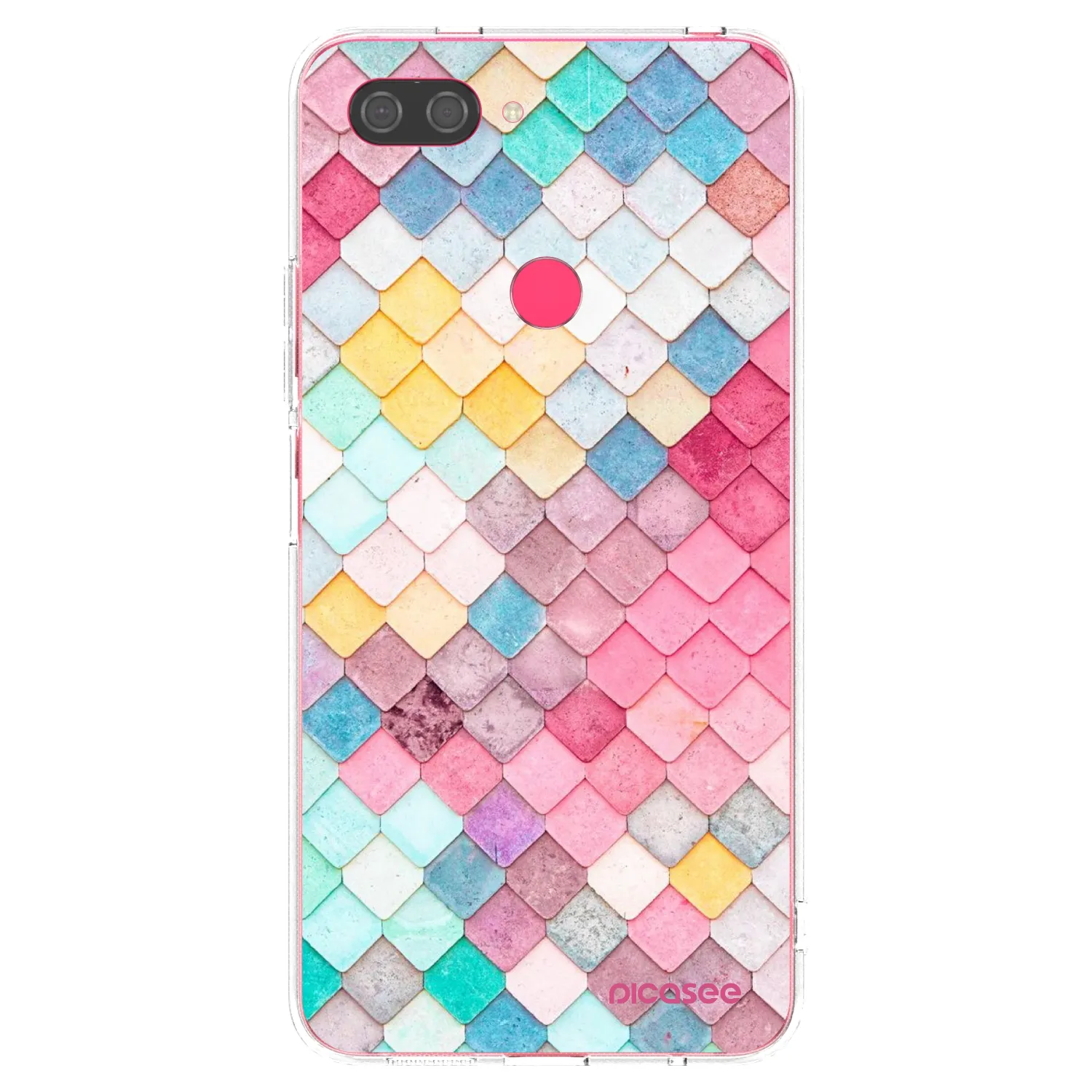 Picasee Xiaomi Mi 8 Lite Hülle - Transparentes Silikon - Farbiges Dach