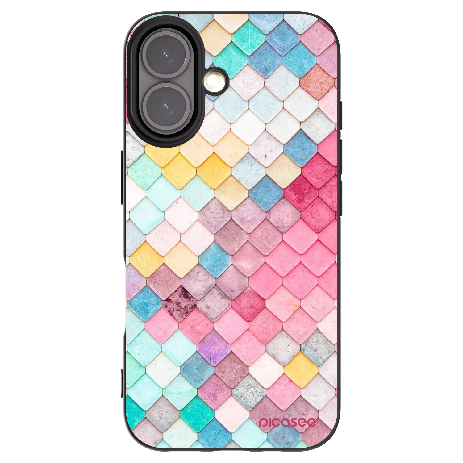 Picasee Apple iPhone 16 Hülle - Schwarzes Silikon - Farbiges Dach