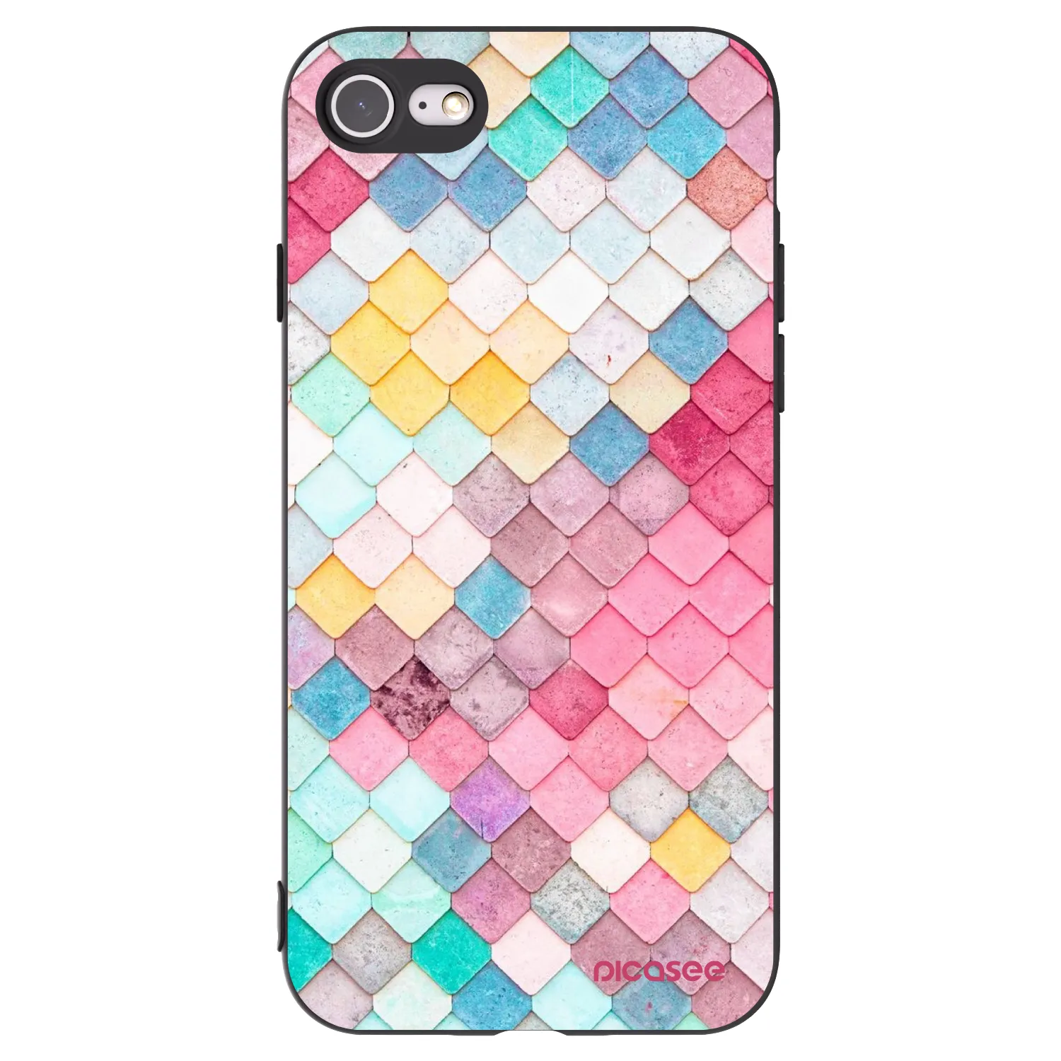Picasee Apple iPhone 8 Hülle - Schwarzes Silikon - Farbiges Dach