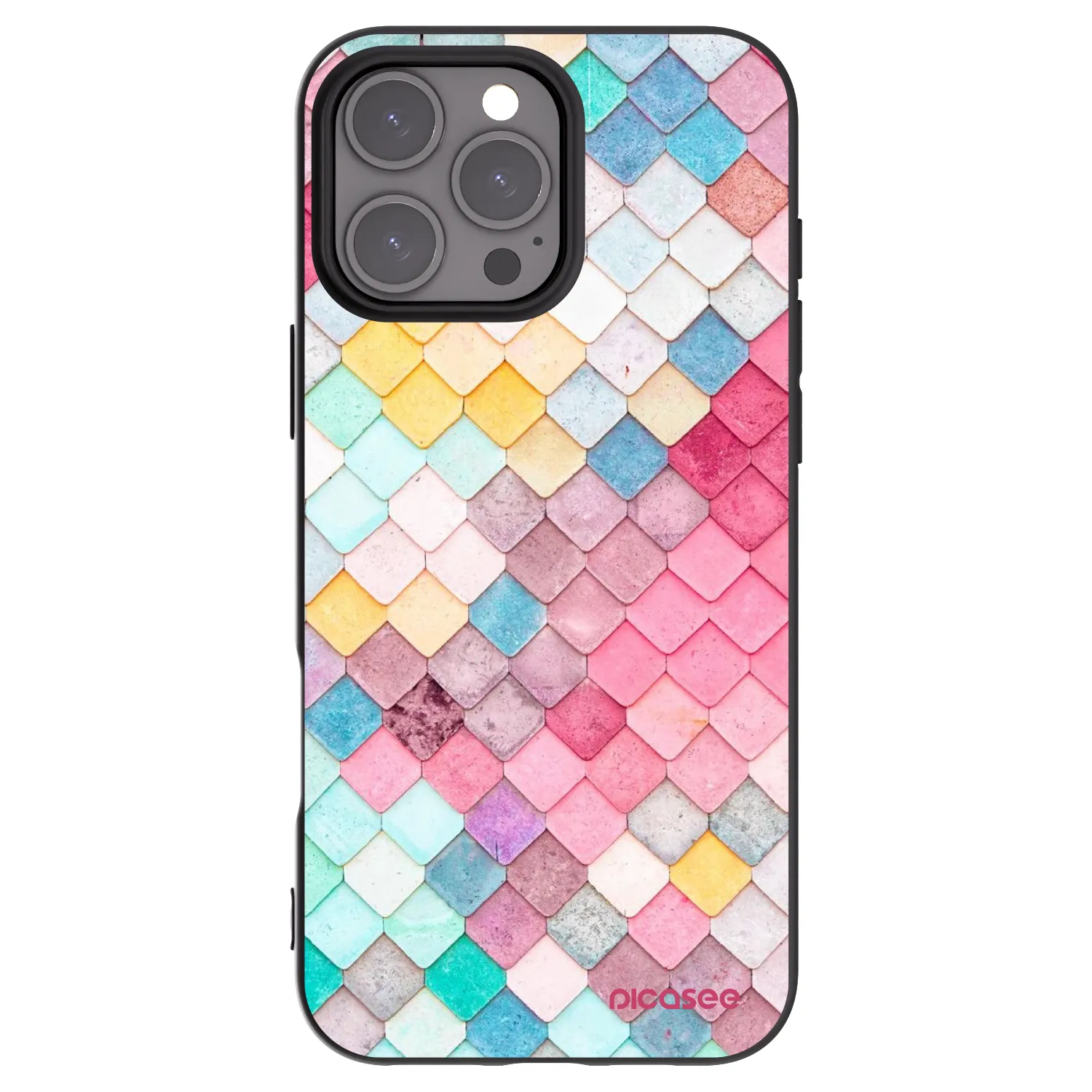 Picasee Apple iPhone 16 Pro Max Hülle - Schwarzes Silikon - Farbiges Dach