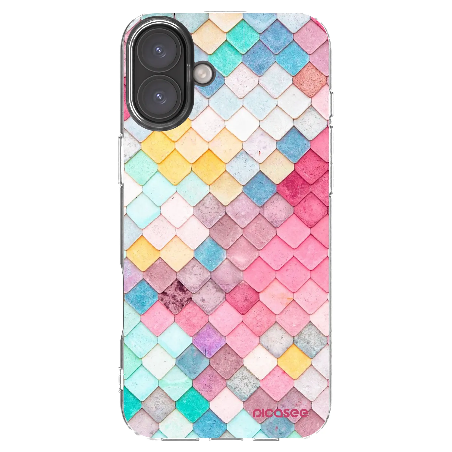 Picasee Apple iPhone 16 Plus Hülle - Transparentes Silikon - Farbiges Dach