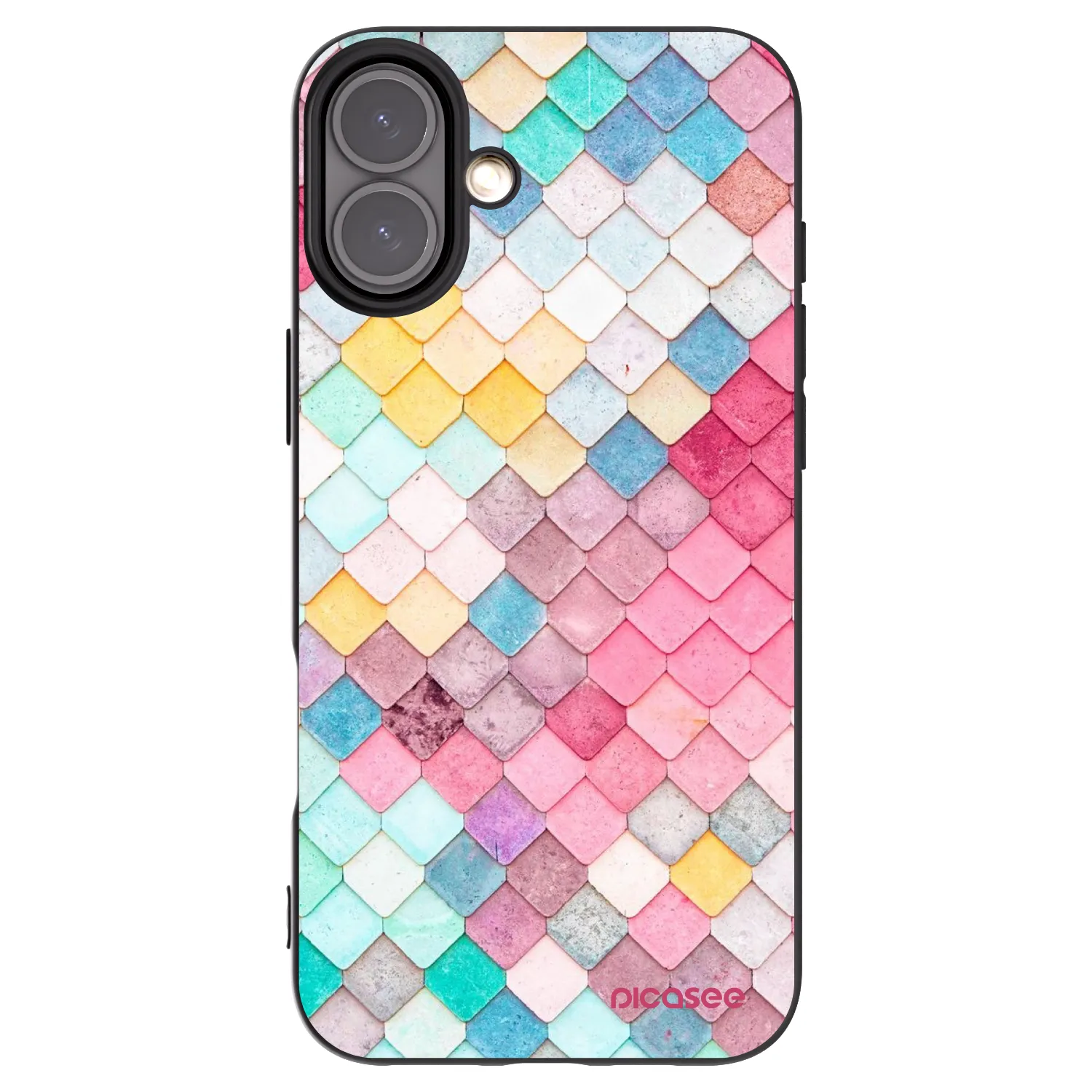 Picasee Apple iPhone 16 Plus Hülle - Schwarzes Silikon - Farbiges Dach