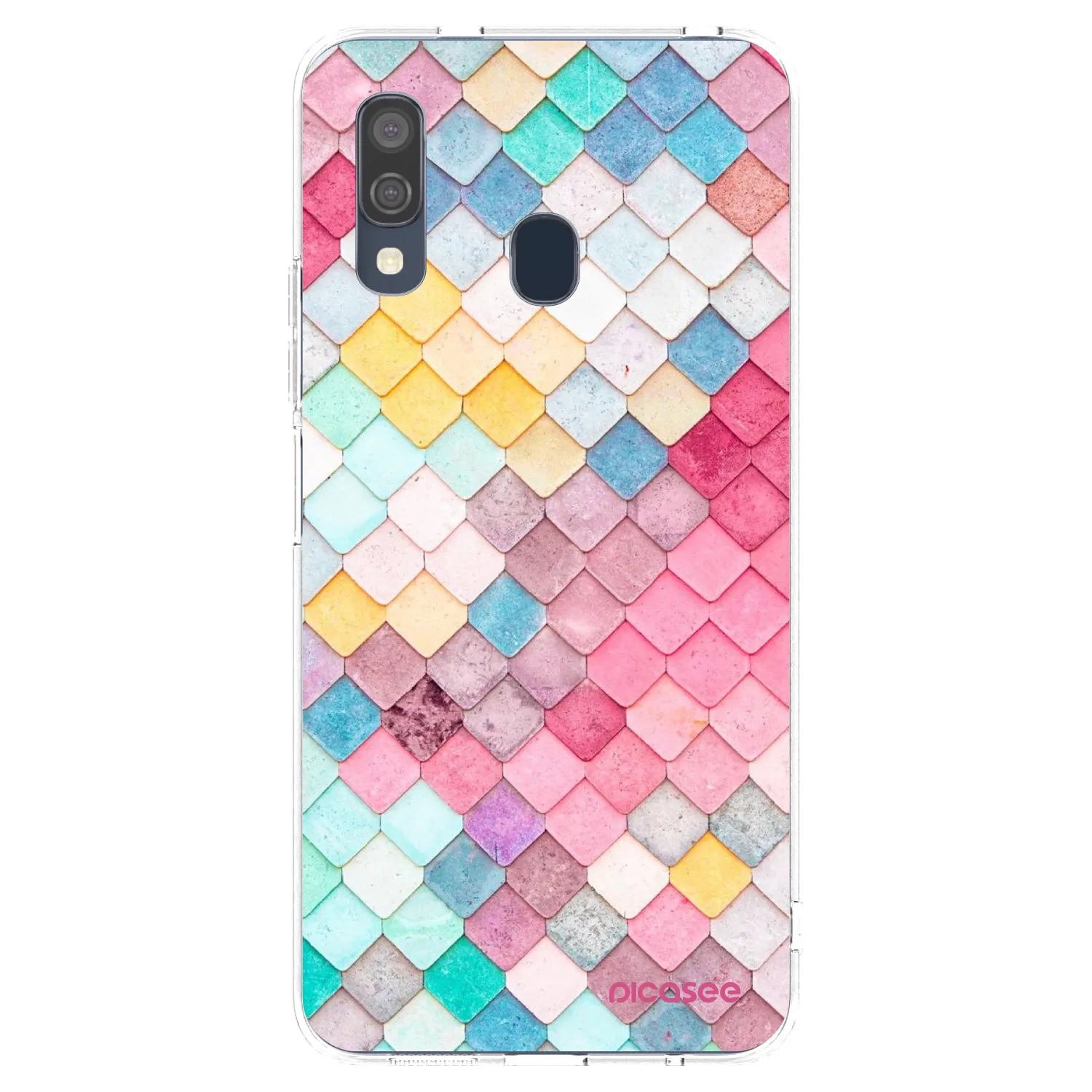Picasee Samsung Galaxy A40 A405F Hülle - Transparentes Silikon - Farbiges Dach