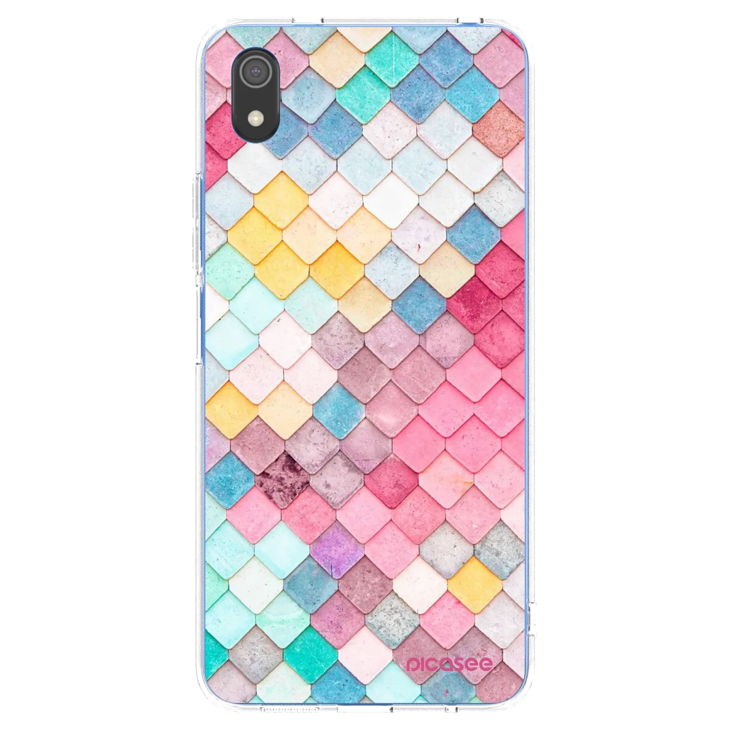 Picasee Xiaomi Redmi 7A Hülle - Transparentes Silikon - Farbiges Dach