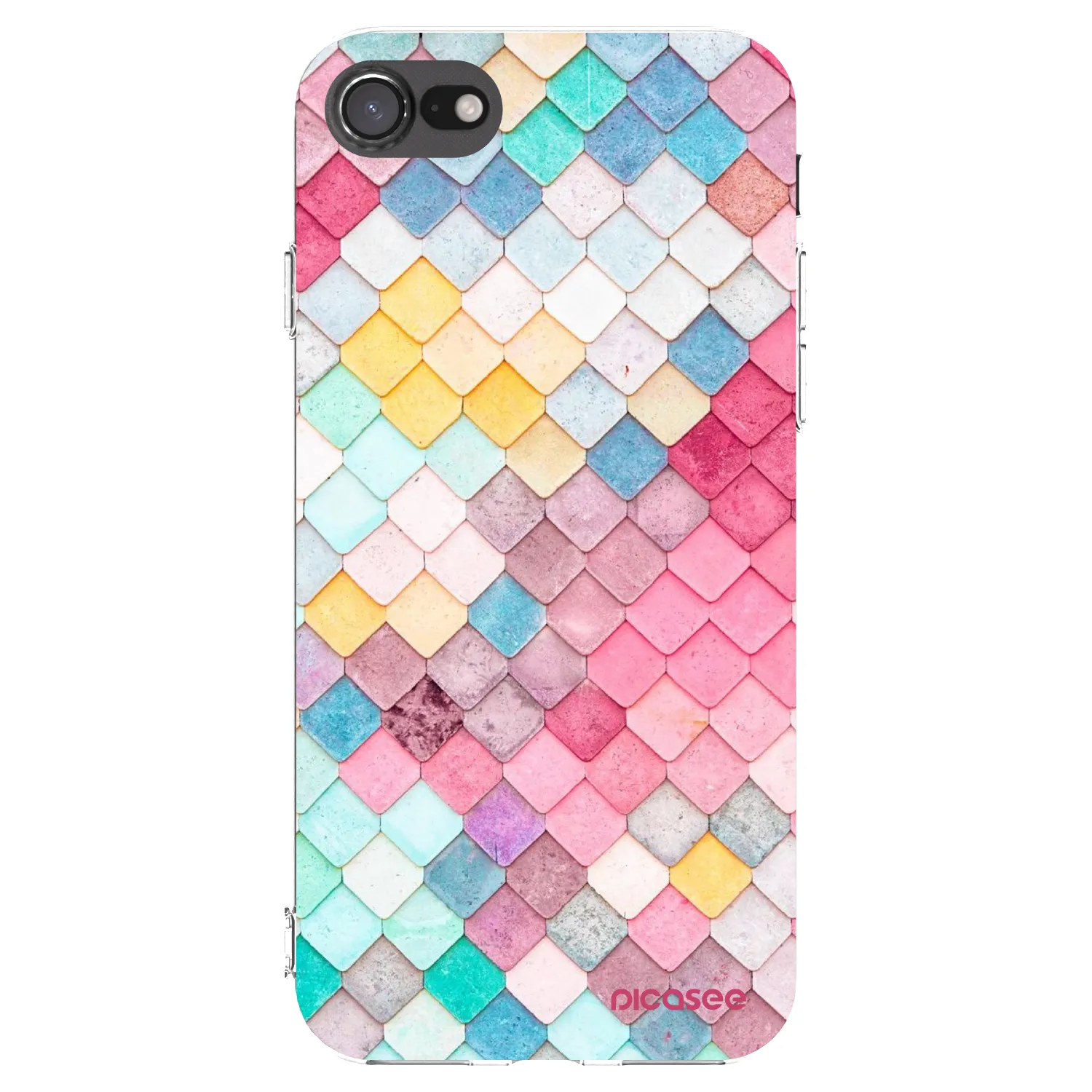 Picasee Apple iPhone 8 Hülle - Transparentes Silikon - Farbiges Dach
