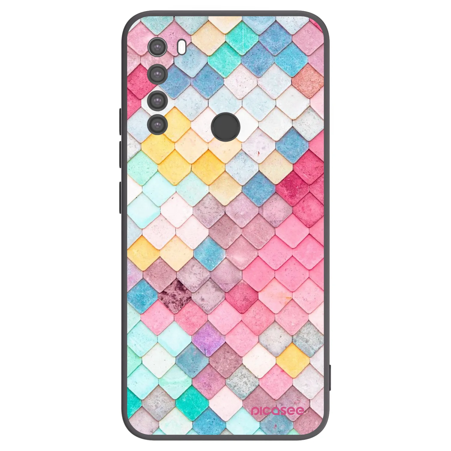 Picasee Xiaomi Redmi Note 8 Hülle - Schwarzes Silikon - Farbiges Dach