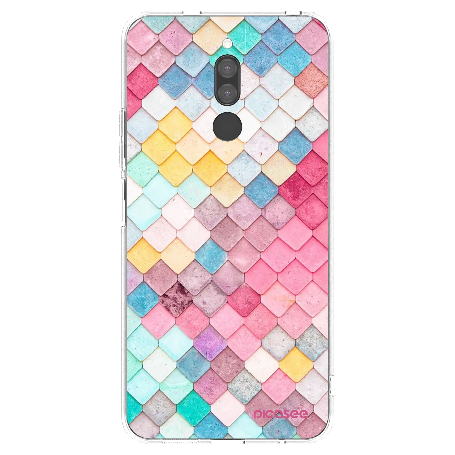 Picasee Xiaomi Redmi 8 Hülle - Transparentes Silikon - Farbiges Dach