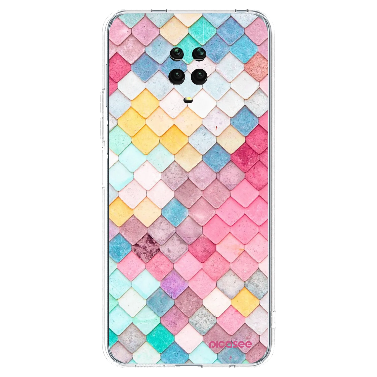 Picasee Xiaomi Redmi Note 9 Pro Hülle - Transparentes Silikon - Farbiges Dach