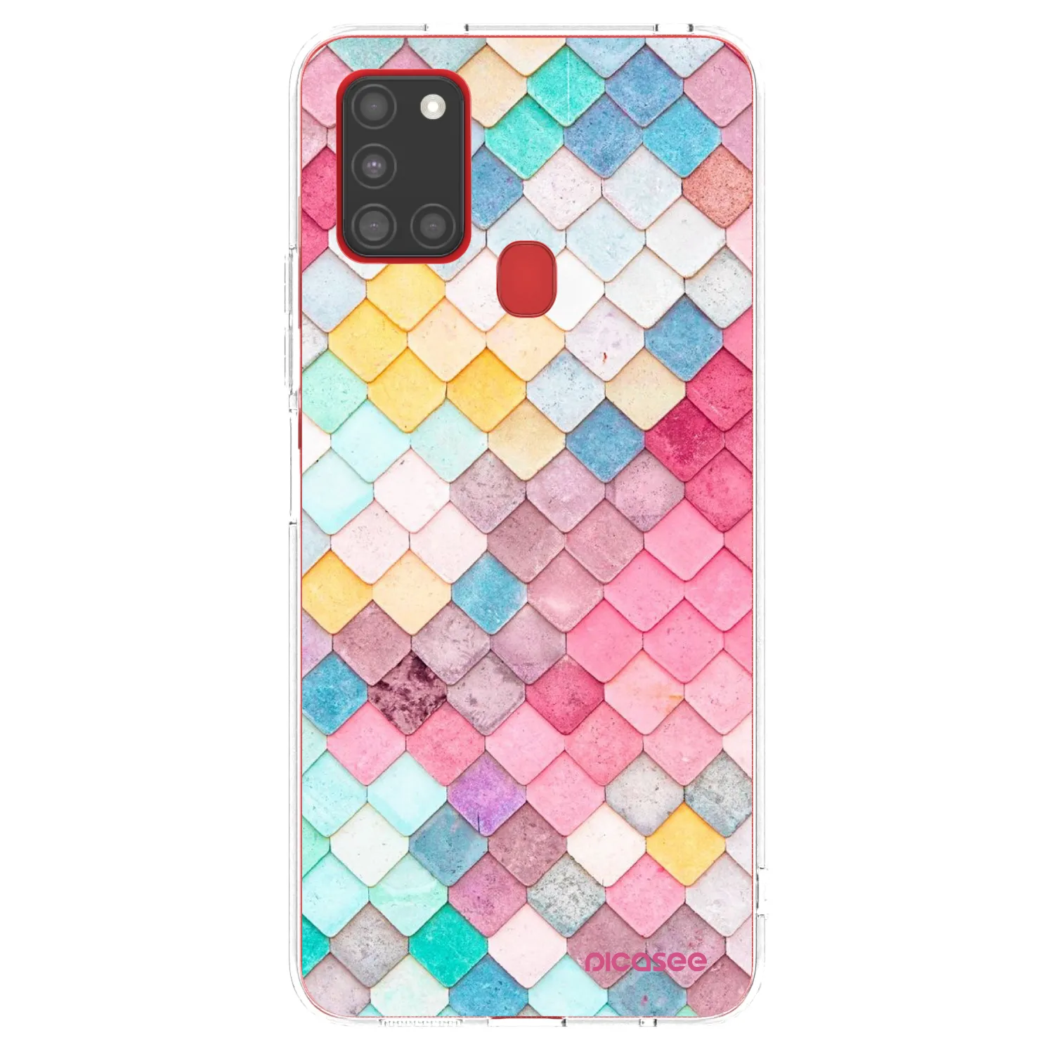 Picasee Samsung Galaxy A21s Hülle - Transparentes Silikon - Farbiges Dach